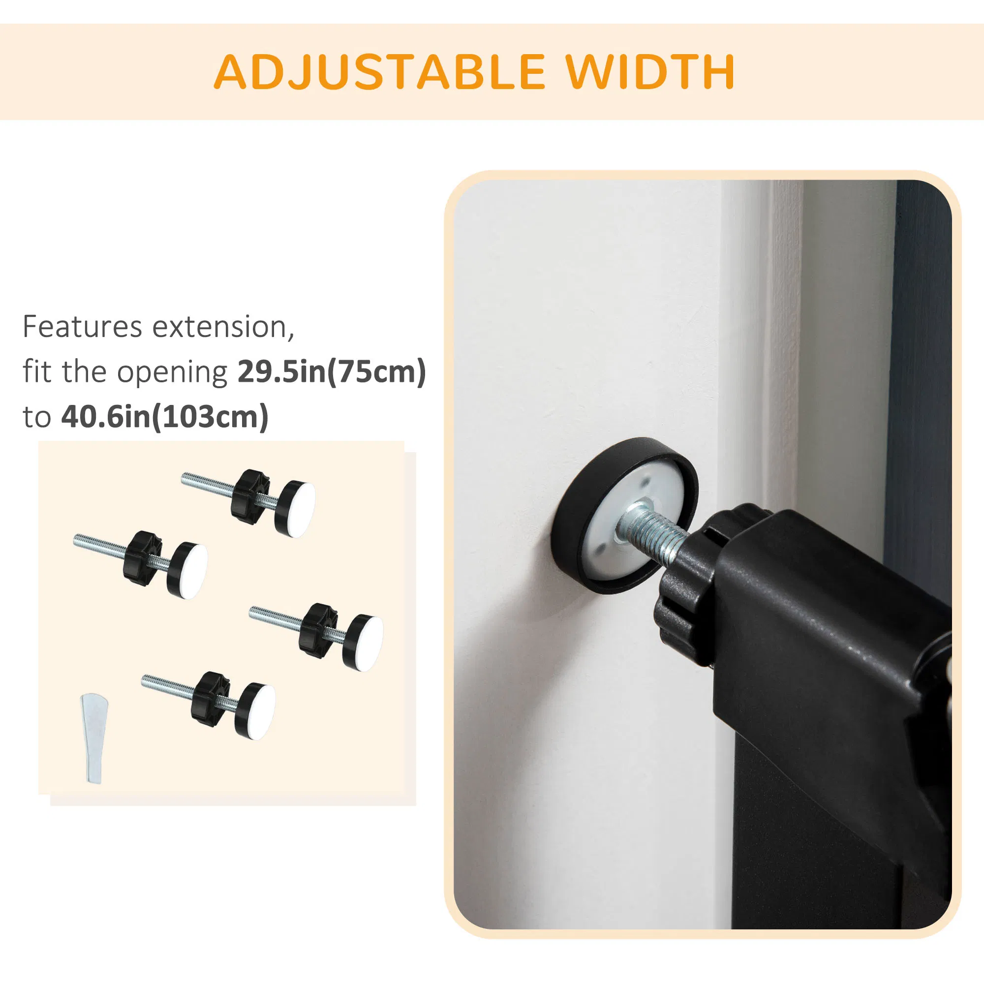 29.5"-40.6" Metal Pet Gate, Dog Gate with Auto Closing Door, Double Locking, for Doorways, Stairs, Hallways, Black photo 6