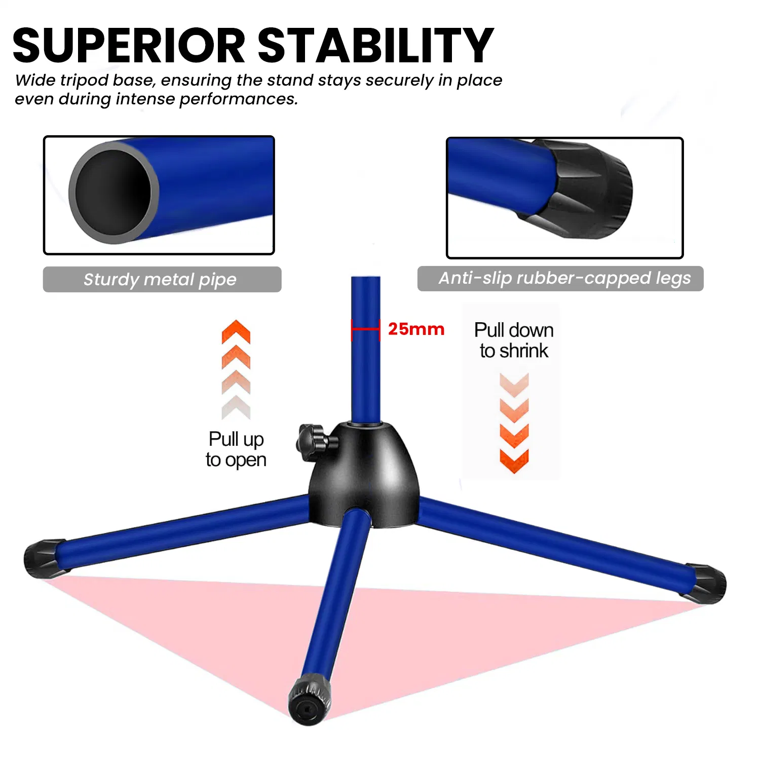 5 Core Mic Stand Floor Height Adjustable Tripod Microphone Stands w Extending Telescoping Boom Arm - MS DBL G photo 7