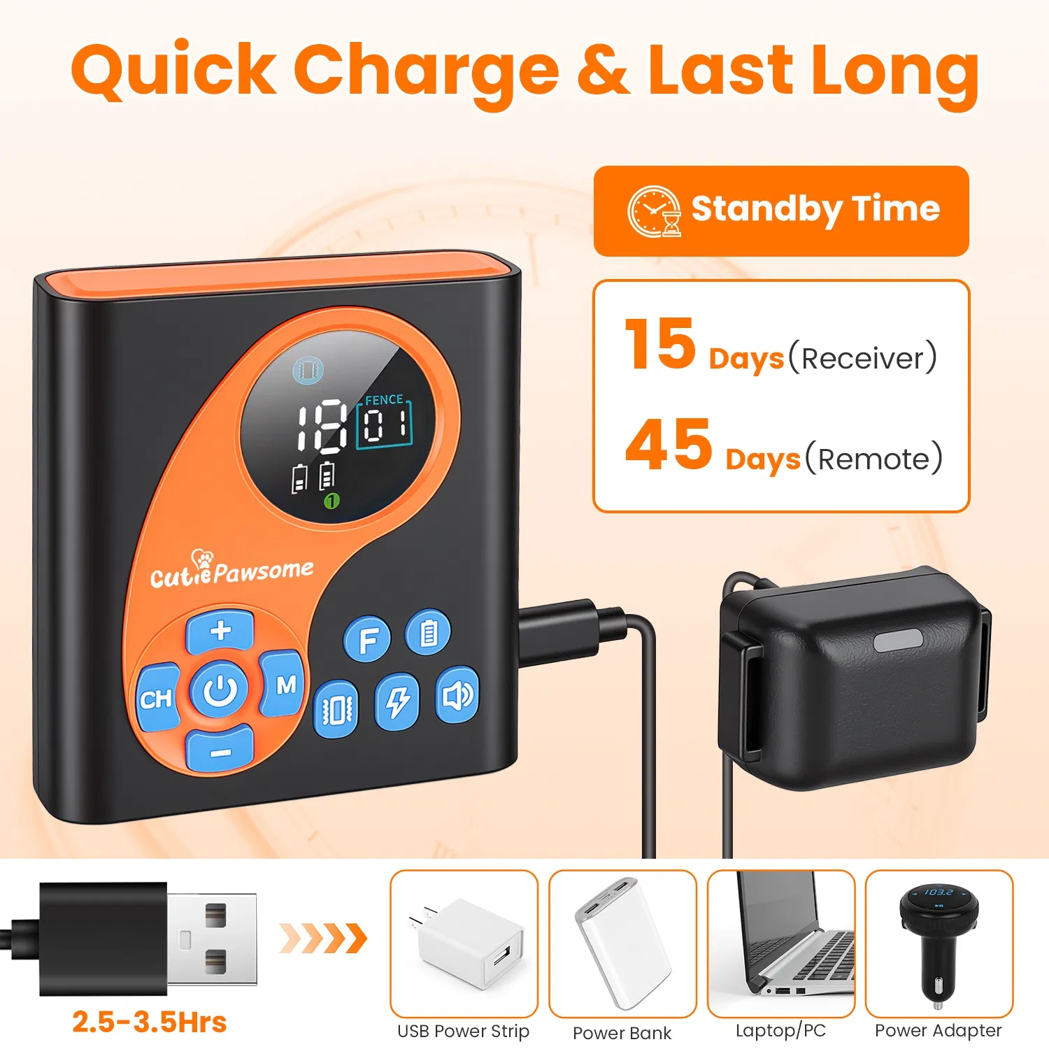 2 In 1 Wireless Dog Fence System with 1/2 Training Collars(Options) Invisible Dog Fence IP68 Waterproof with 722FT Adjustable Range Beep Vibration Static Shock photo 2