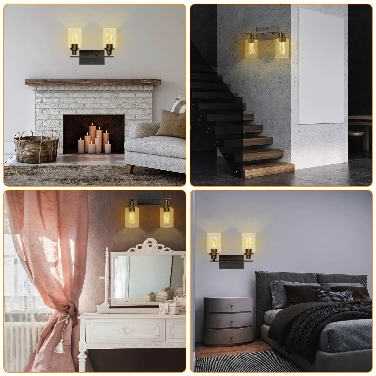 3 Light Wall Sconce Lighting with Clear Glass Shade Bathroom Vanity Lamp Fixture Modern Mounted Light for Porch Mirror Living Room Bedroom Hallway photo 4