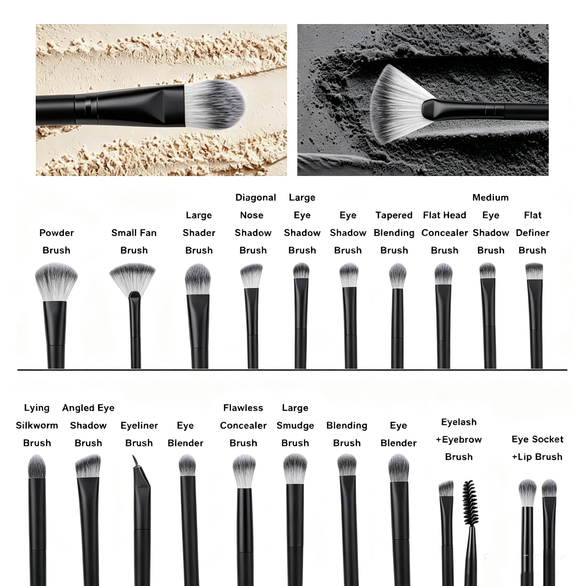 25pcs Makeup Brush Concealer Blush Foundation Eyeshadow Make Up Brush Makeup tools Black (US Logistics only For USPS.TK/TMEU only For self-pickup) photo 5