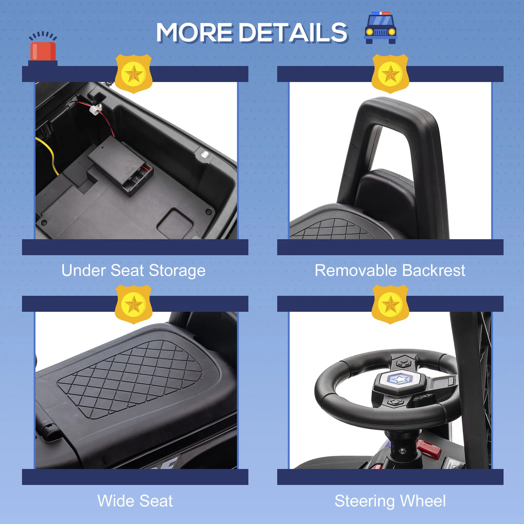 Kids Ride On Sliding Car with Hidden Under Seat Storage, Foot-to-Floor Design, Black photo 6
