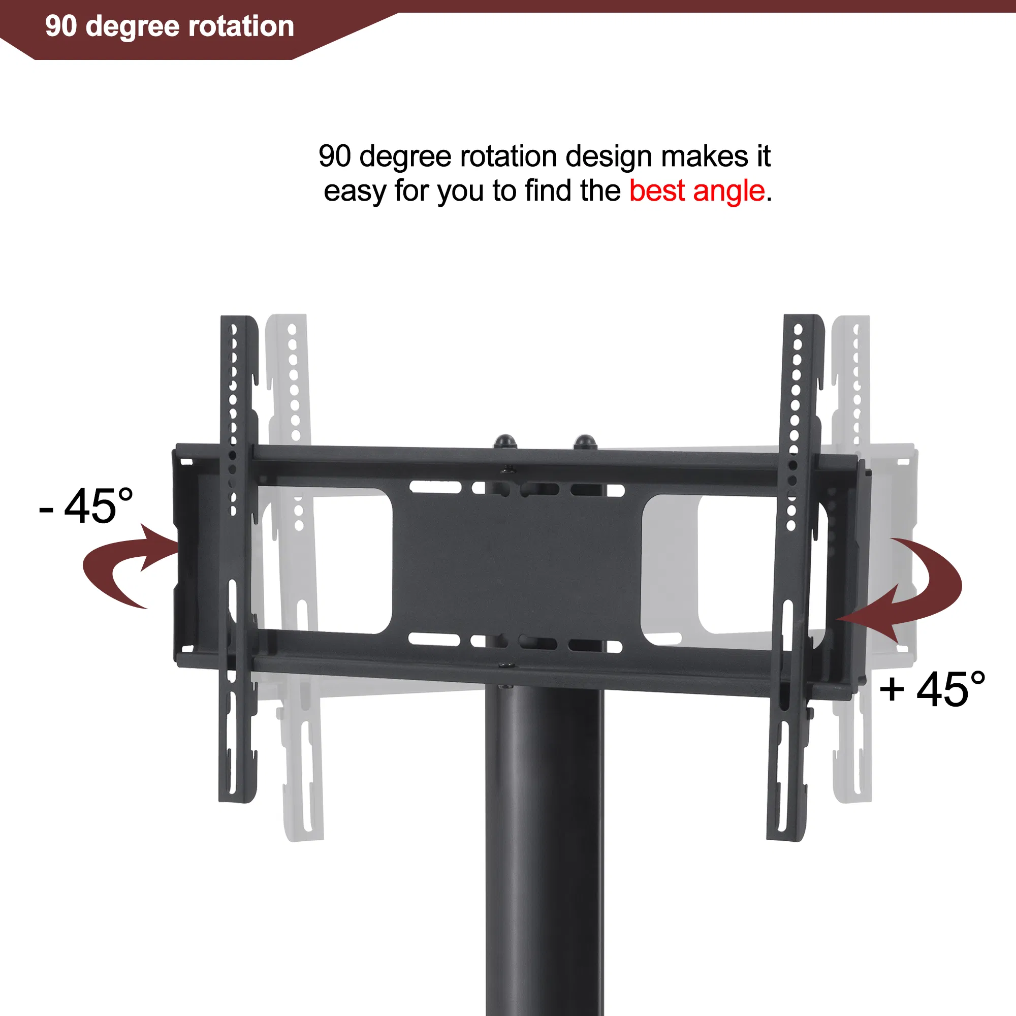 Black Multi-function TV Stand Height Adjustable Bracket Swivel 3-Tier photo 2