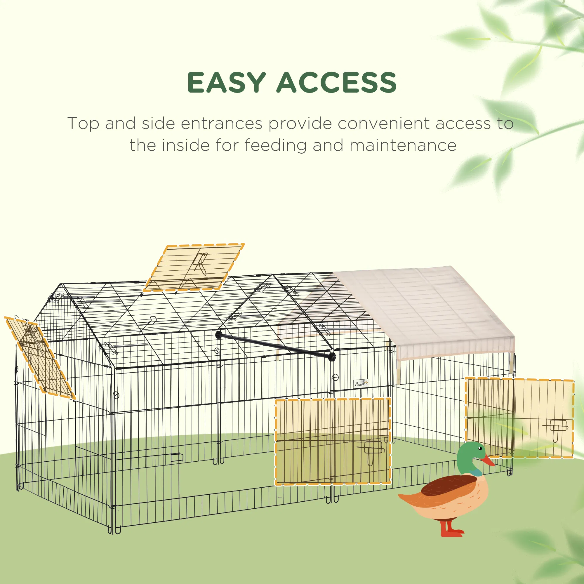 87x41x41-IN Catio Rabbit Guinea Pig Cage Chicken Coop Run, Small Animal Enclousure Outdoor Indoor with Cover and Multiple Doors, Beige photo 4