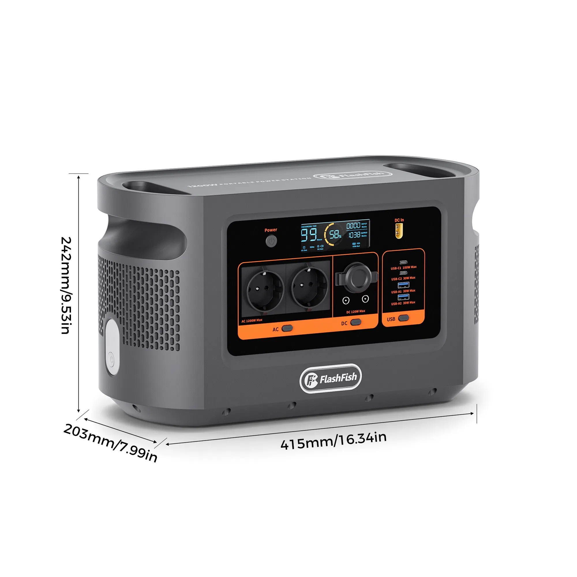 1200W Portable Power Station, 1008Wh | 1200W LiFePO4 Safety Battery Pack, LED Light | 960W Fast Charging | Smart Display | Smart Temperature Control, Suitable for Home, Camping, and Emergency Use photo 6
