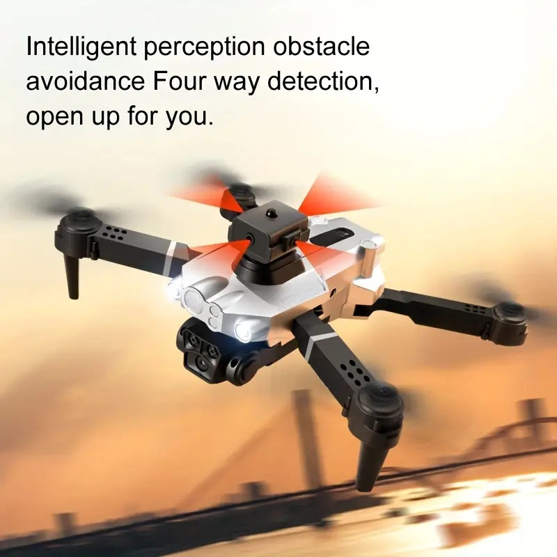Silver dual-camera drone, equipped with optical flow hovering and intelligent obstacle avoidance functions, supports one-click operation. It offers stable and safe high-definition aerial photography photo 3