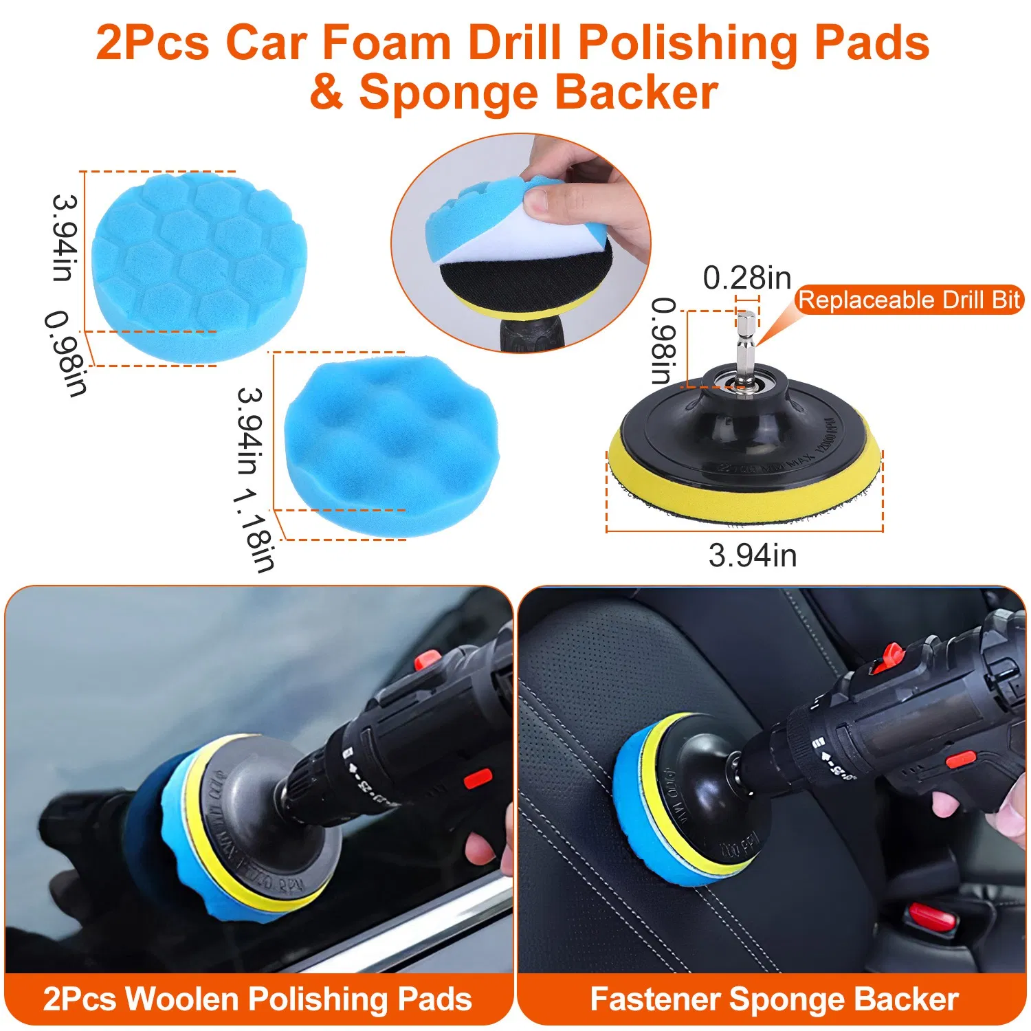 26Pcs Car Detailing Brush Kit Exterior Interior Car Cleaning Set Drill Brush Set Car Buffing Sponge Pads Kit for Cleaning Automobile Interior Exterior Wheels Dashboard photo 8