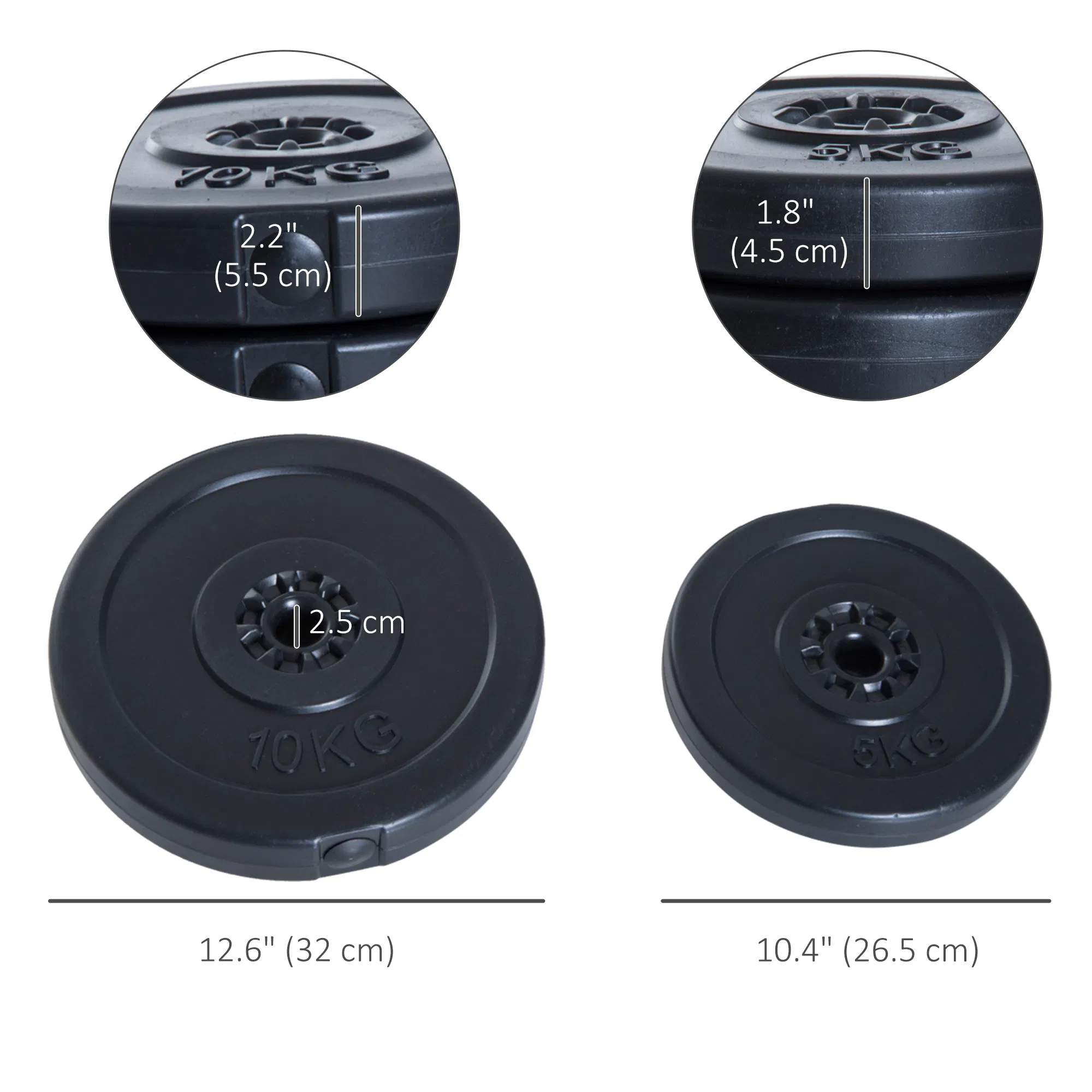 4 Piece dumbbell Weight Plates Set 2 x 11lbs and 2 x 22lbs Black (Weights Only) photo 5