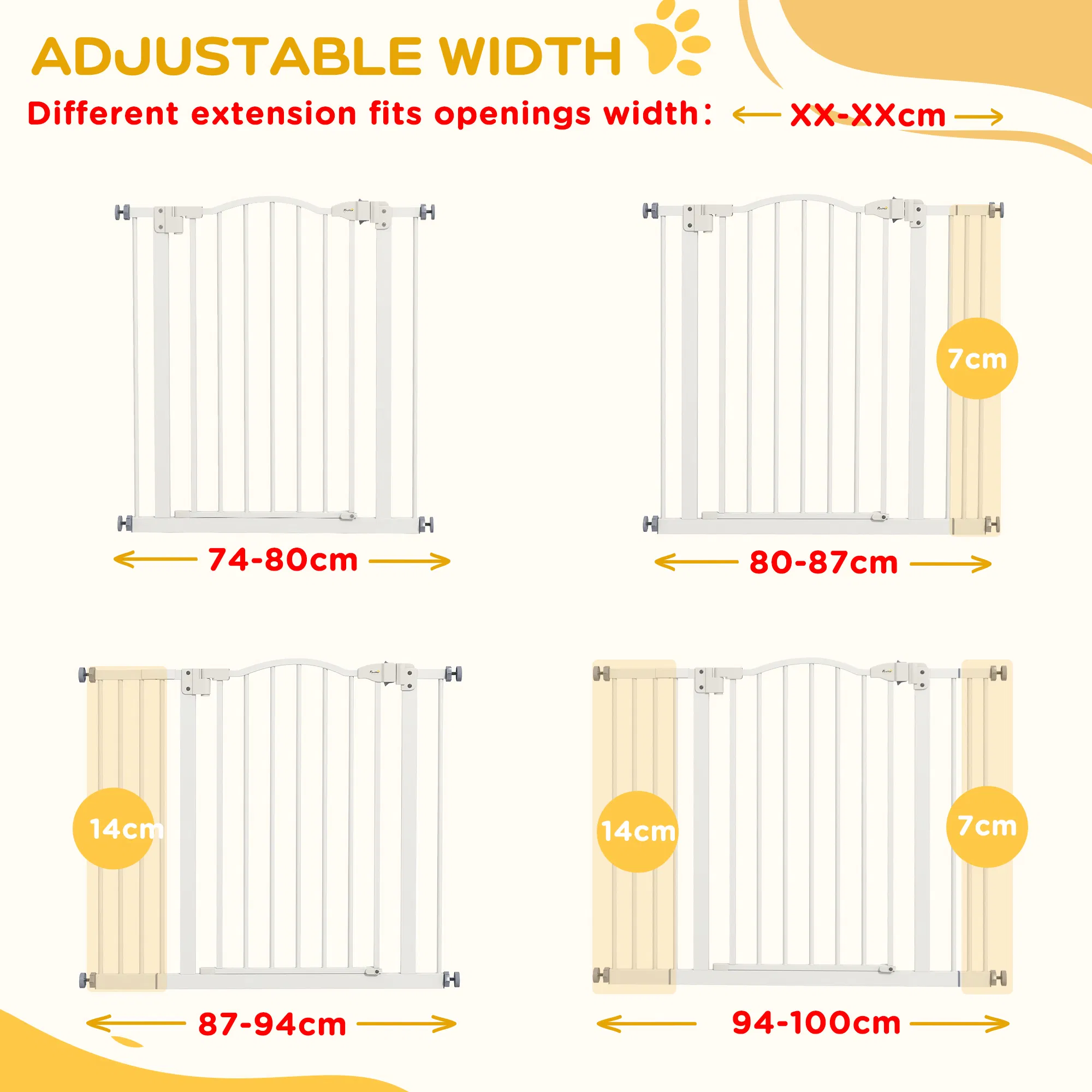Extra Tall Dog Gate with Door, Pressure Fit, Auto Close, Double Locking for Doorways Hallways Stairs, 29"-39", White photo 4