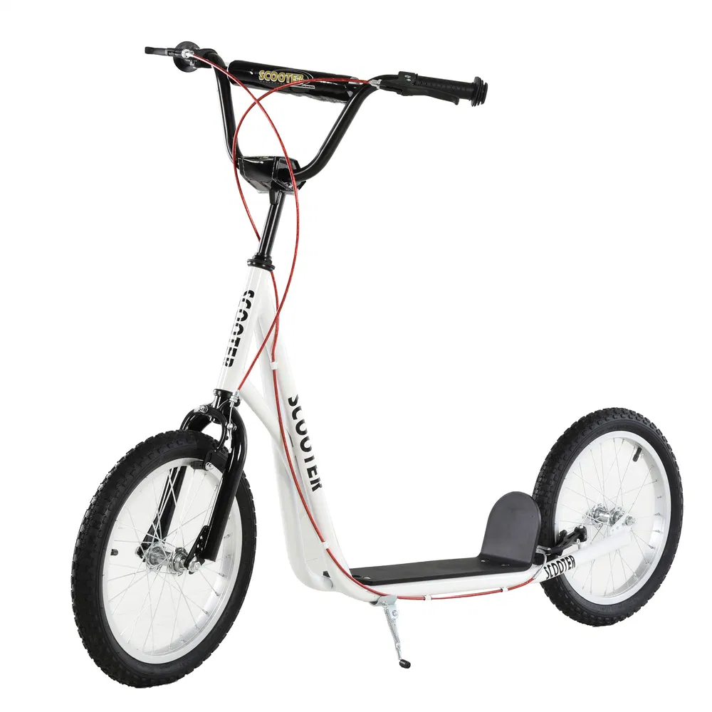 Kids Kick Scooter for 5+ Year Old, Kids Ride on Toy w/ 16'' Inflatable Wheel Dual Brakes, White photo 7