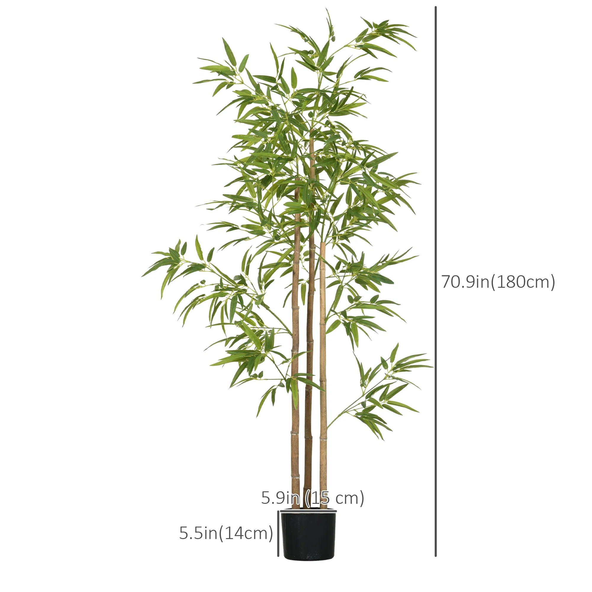 Set of 2 6ft Artificial Tree, Indoor Fake Bamboo with Pot, for Home Office Living Room Decor photo 3