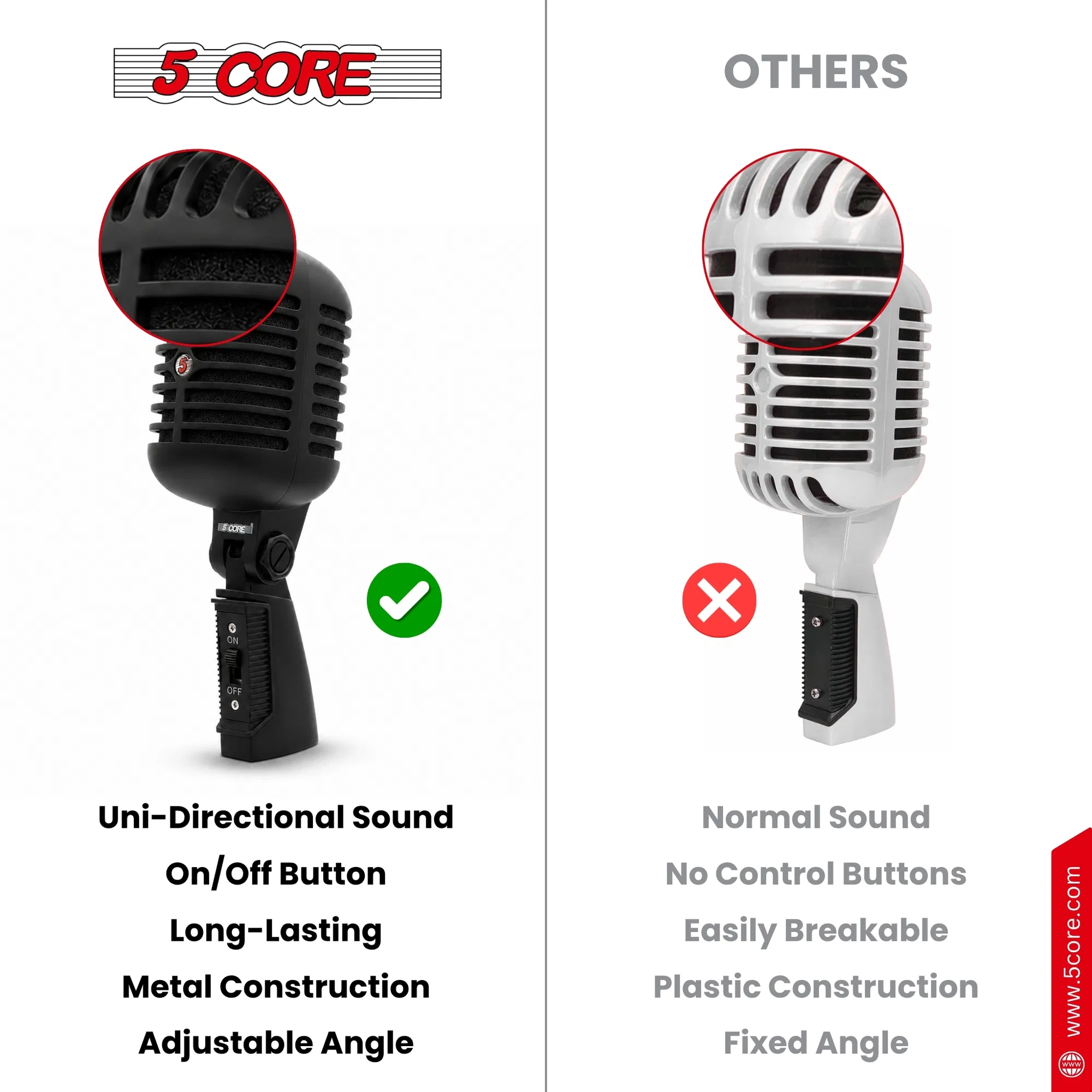 5Core Vintage Microphone Classic Dynamic Professional XLR Studio Retro Style Mic photo 4