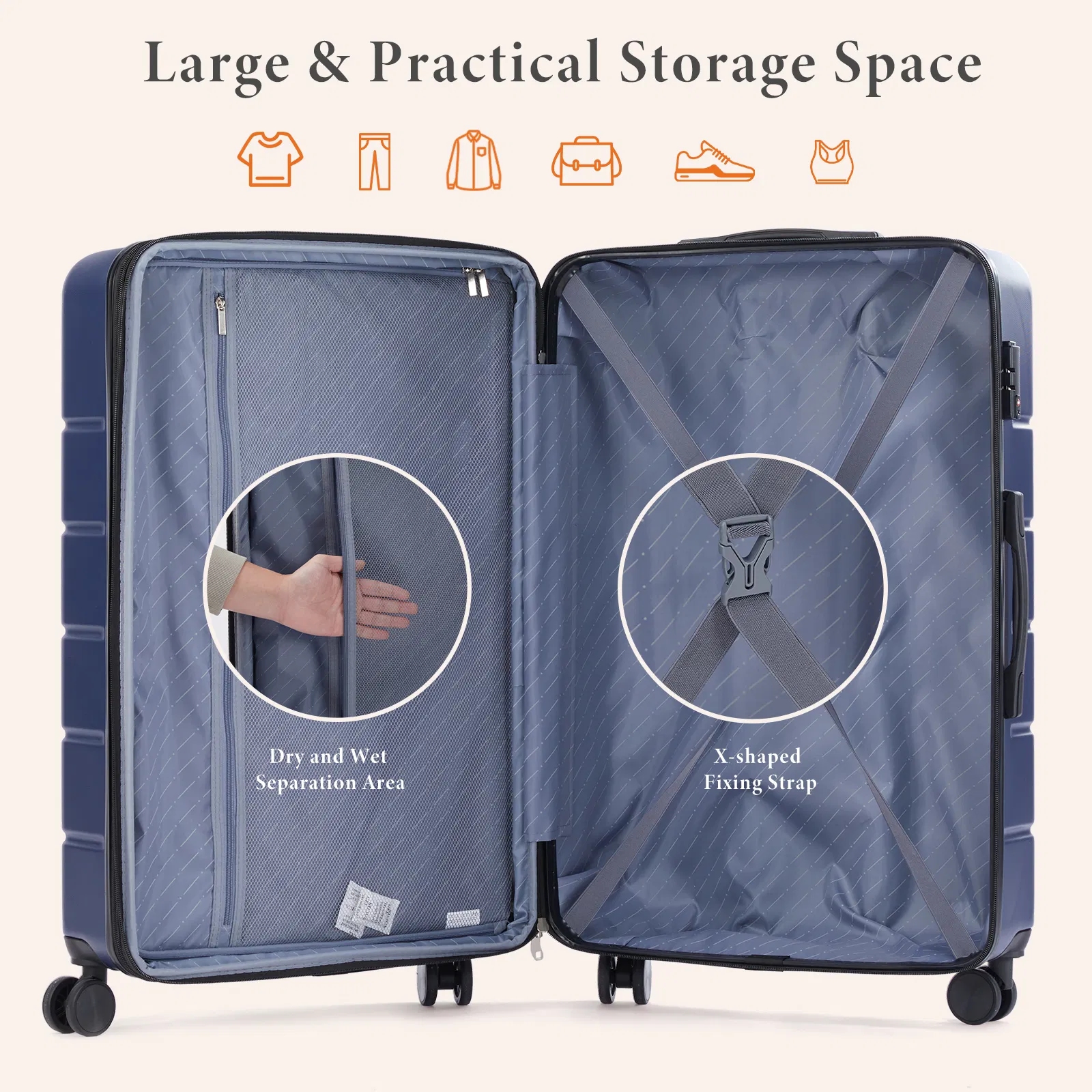 Carry-On Luggage, Hard Shell ABS Suitcase with Double Spinner Wheels, Lightweight Expandable Rolling Luggage with TSA Lock photo 7