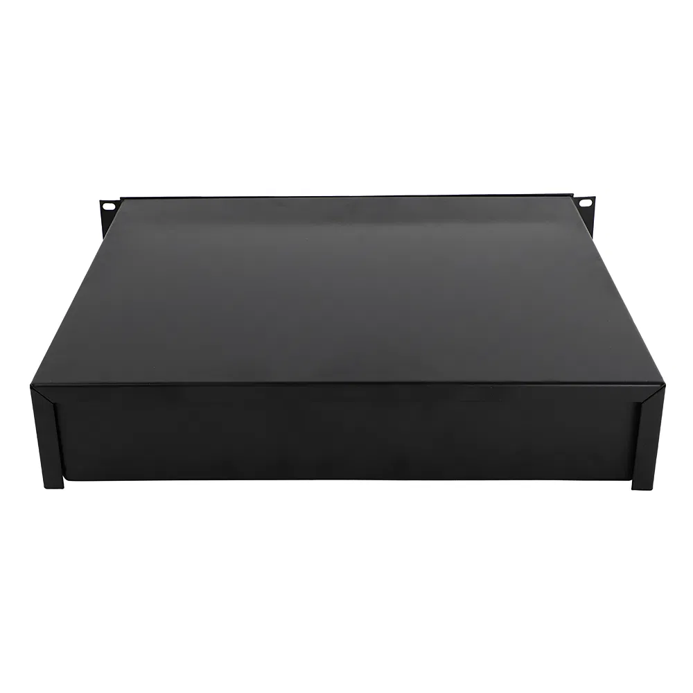 19" 2U Steel Plate DJ Drawer Equipment Cabinet with Keys Black photo 6