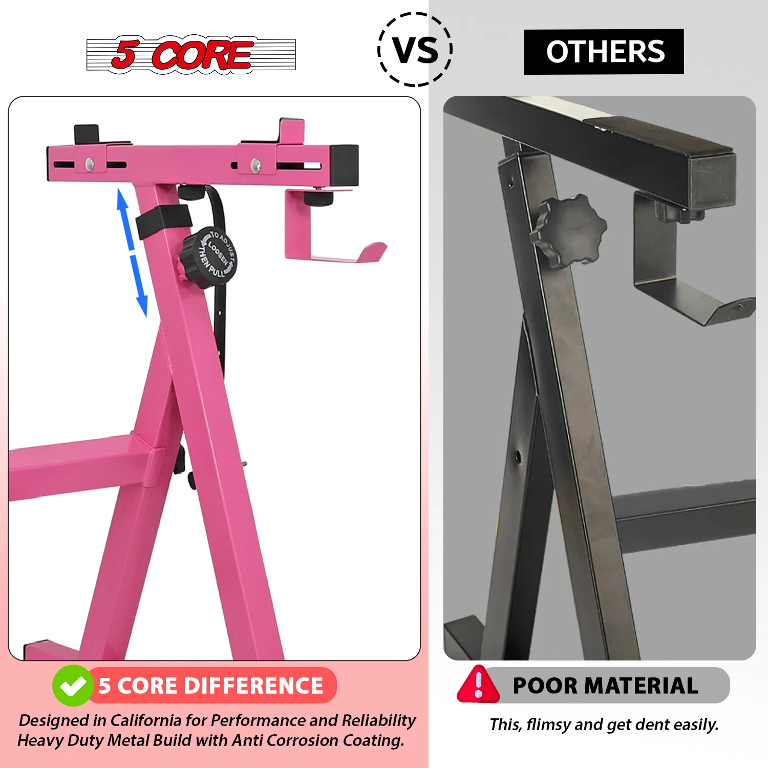 5 Core Keyboard Stand Z Style Height Width Adjustable Portable Heavy Duty Music Stands for Kids and Adults Fits 54 to 88 Key Electric Pianos w Wheels - KS Z1 BLK HD WHLS photo 2