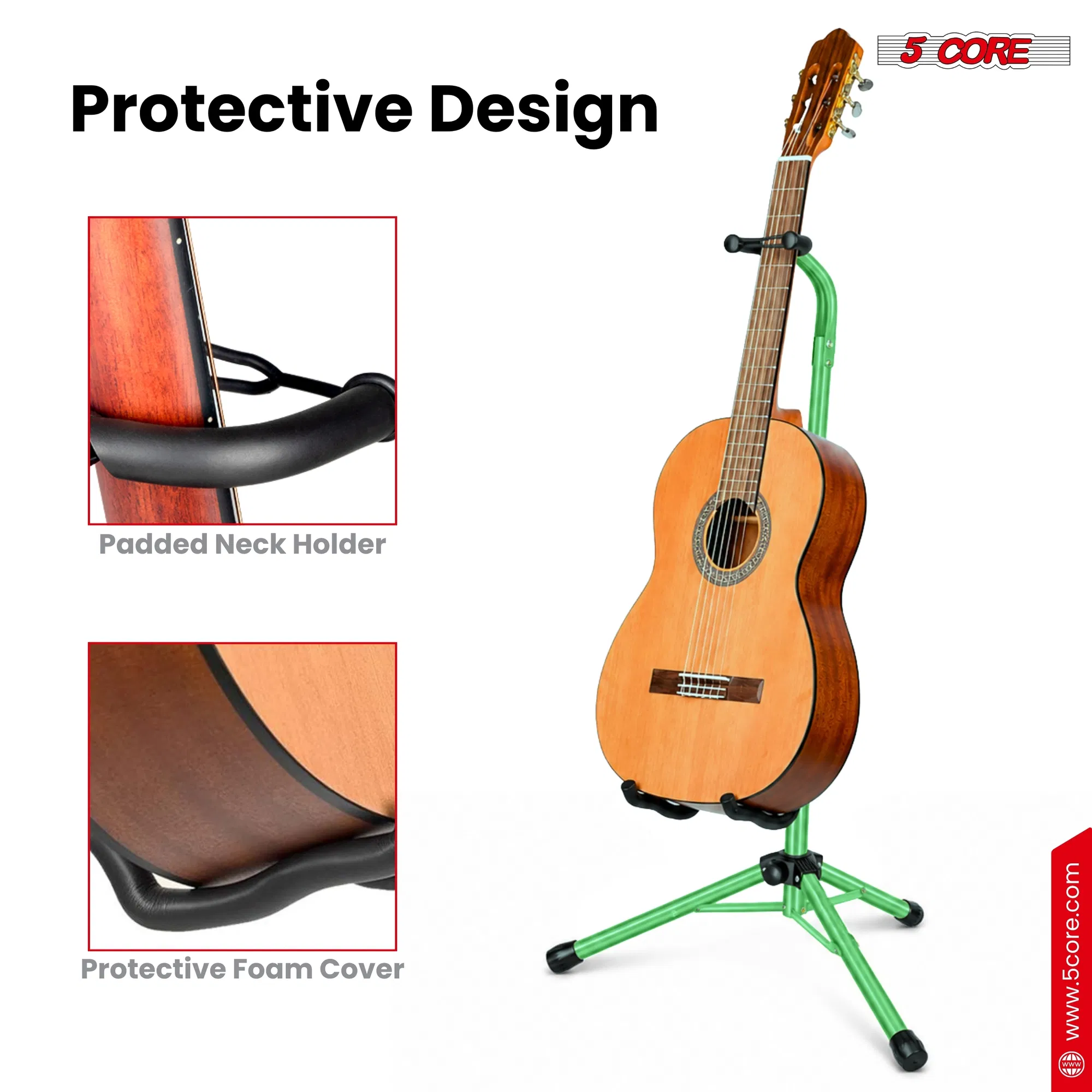 5 Core Guitar Stand Floor Adjustable Heavy Duty w Neck Holder for Acoustic Electric Classic Bass photo 4