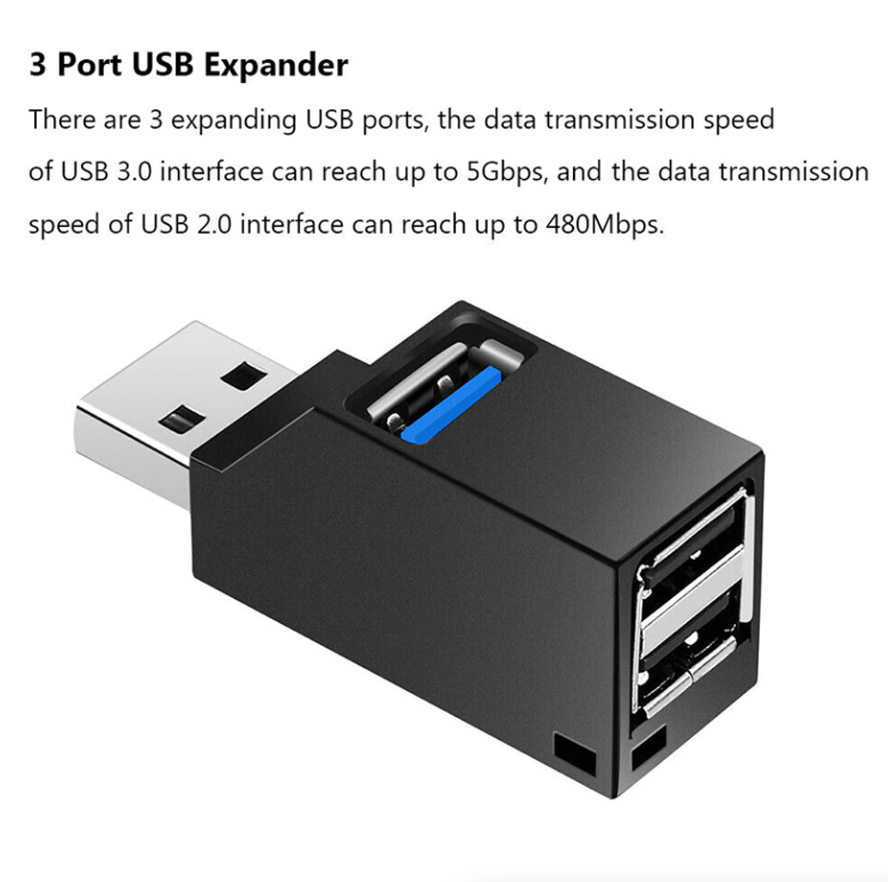 2 Pcs 3 Port USB 3.0 Hub Portable High Speed Splitter Box For PC Notebook Laptop photo 3