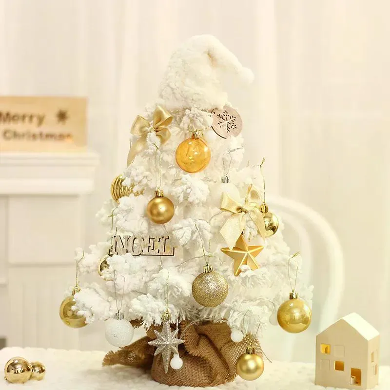 Ornament Set 45cm Height Tabletop Christmas Tree Mini PVC Artificial Xmas Tree Colored Balls Luminous Tree Christmas Decoration photo 4