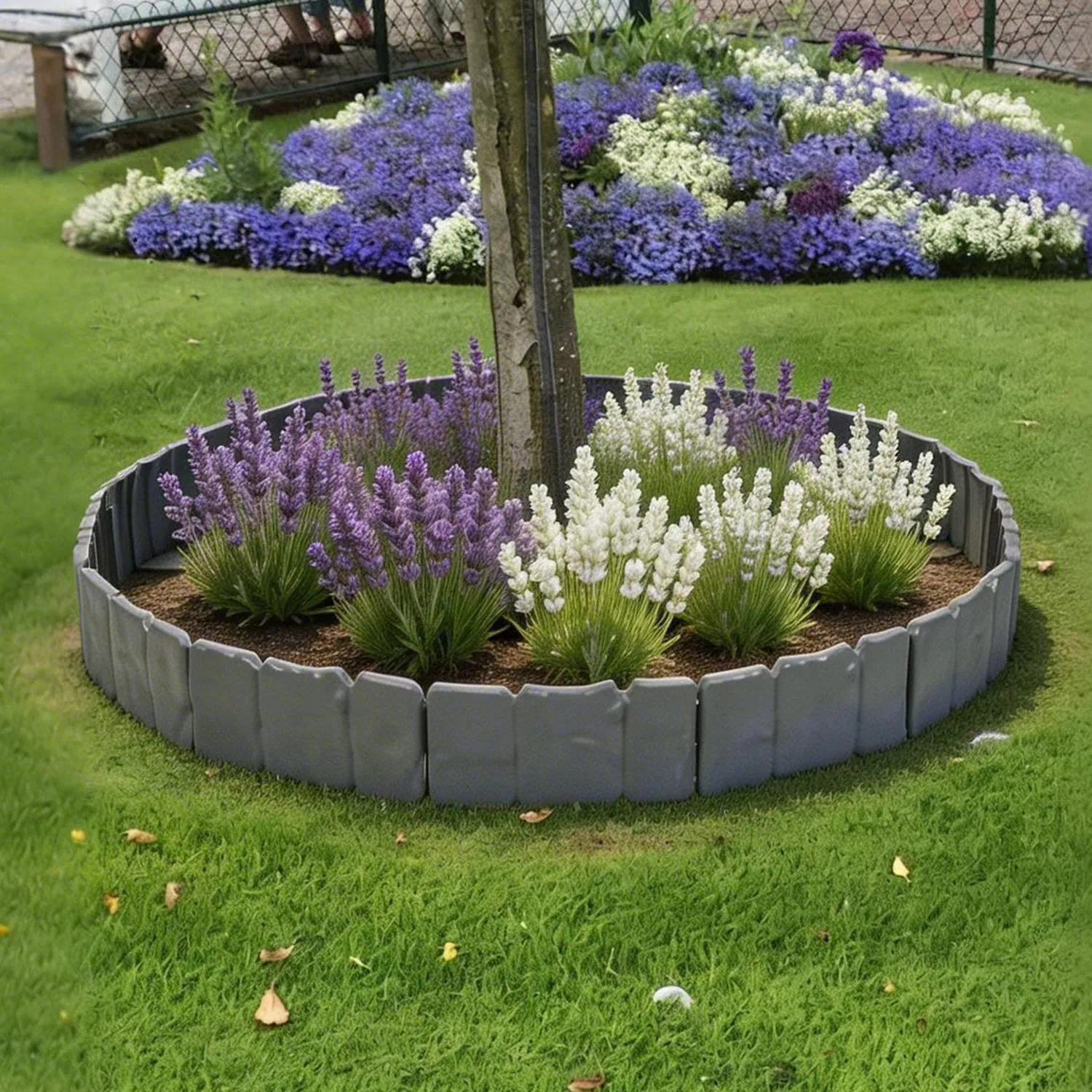 Flexible Cobblestone Landscape Edging, Weather Resistant PVC Garden Border Edging with Spikes & Shovel, Interlocking No Dig Lawn Edging for Yard Flower Bed Pathway photo 8