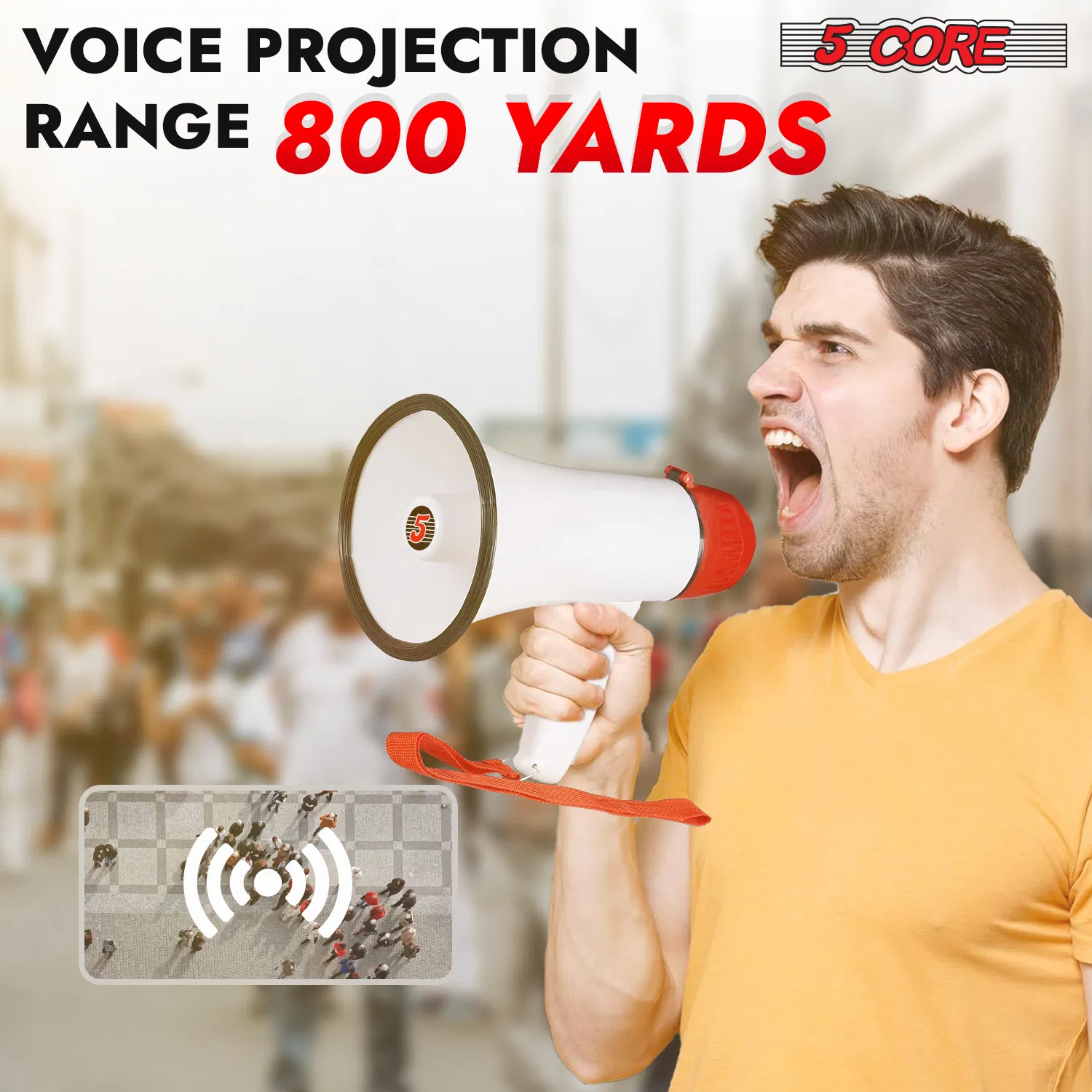 5 Core Megaphone 30W Bull Horn PA Speaker w 800 Yards Range Loud Siren Voice Amplifier Portable photo 8