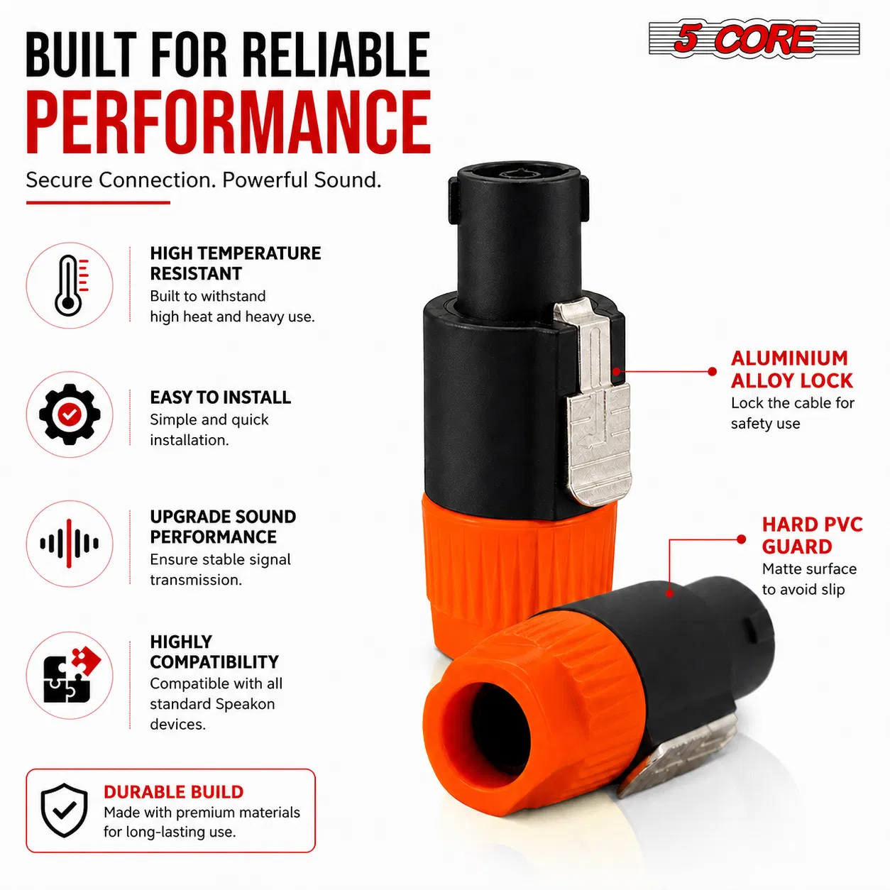 5Core Speakon Adapter High Quality Audio Jack Male Audio Pin Speaker Adapter Connector photo 6