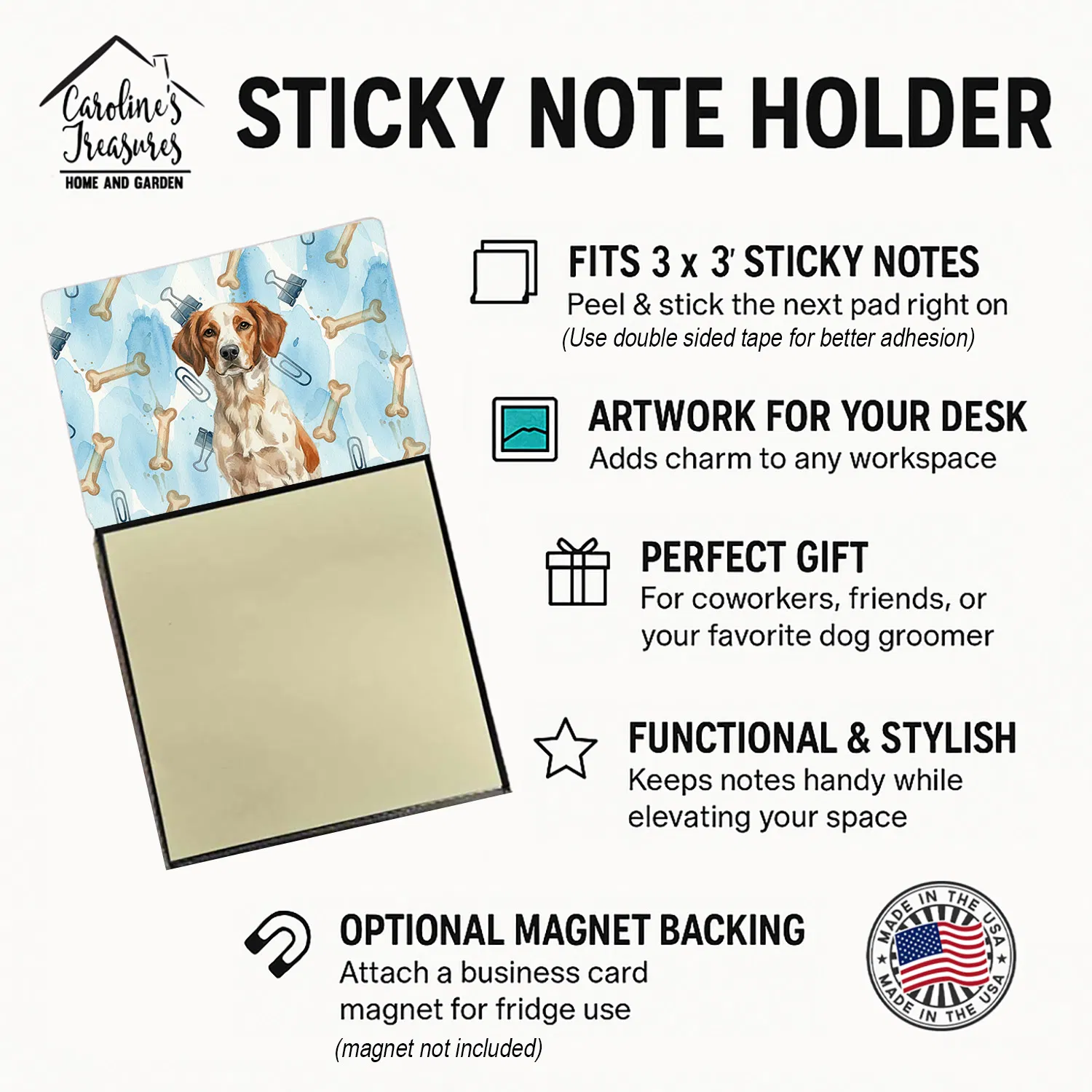 Roan Brittany Coworker Watercolor Sticky Note Holder Refillable Dispenser Desk Accessory 3x3 Pad Gift photo 2