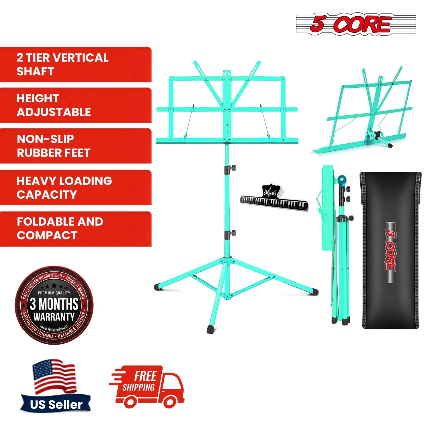 5 Core Music Stand Adjustable Desktop Book Stands Portable Sheet Holder All Metal Foldable Bookstand photo 4