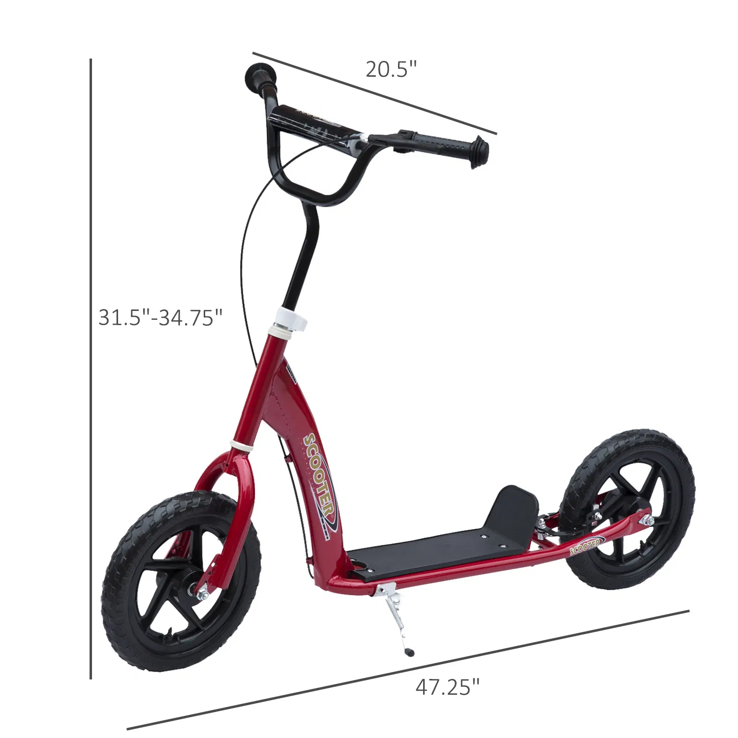 Kids Scooter Street Bike Bicycle for Teens Ride on Toy w/ 12'' Tire for 5-12 Year Old Red photo 5