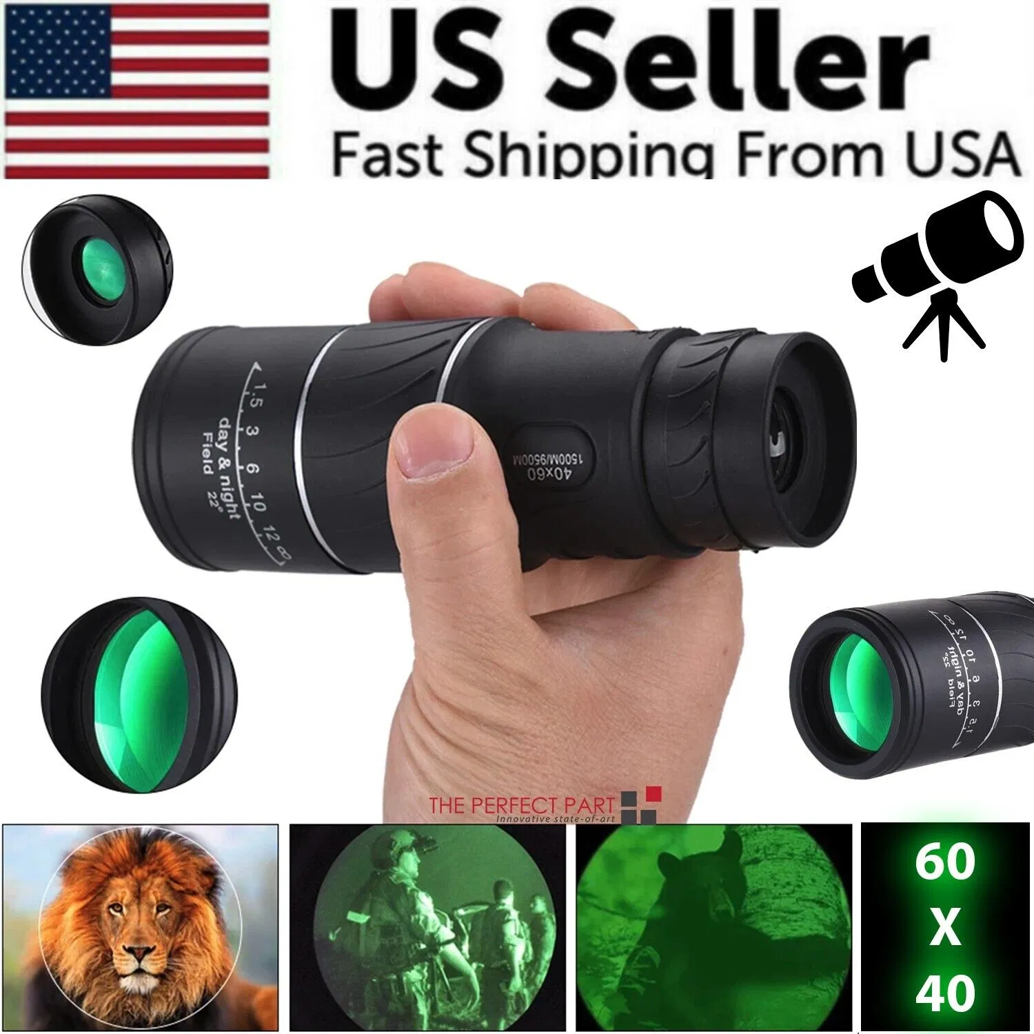 40X60 Monocular Binoculars With Night Vision BAK4 Prism High Power Waterproof photo 1
