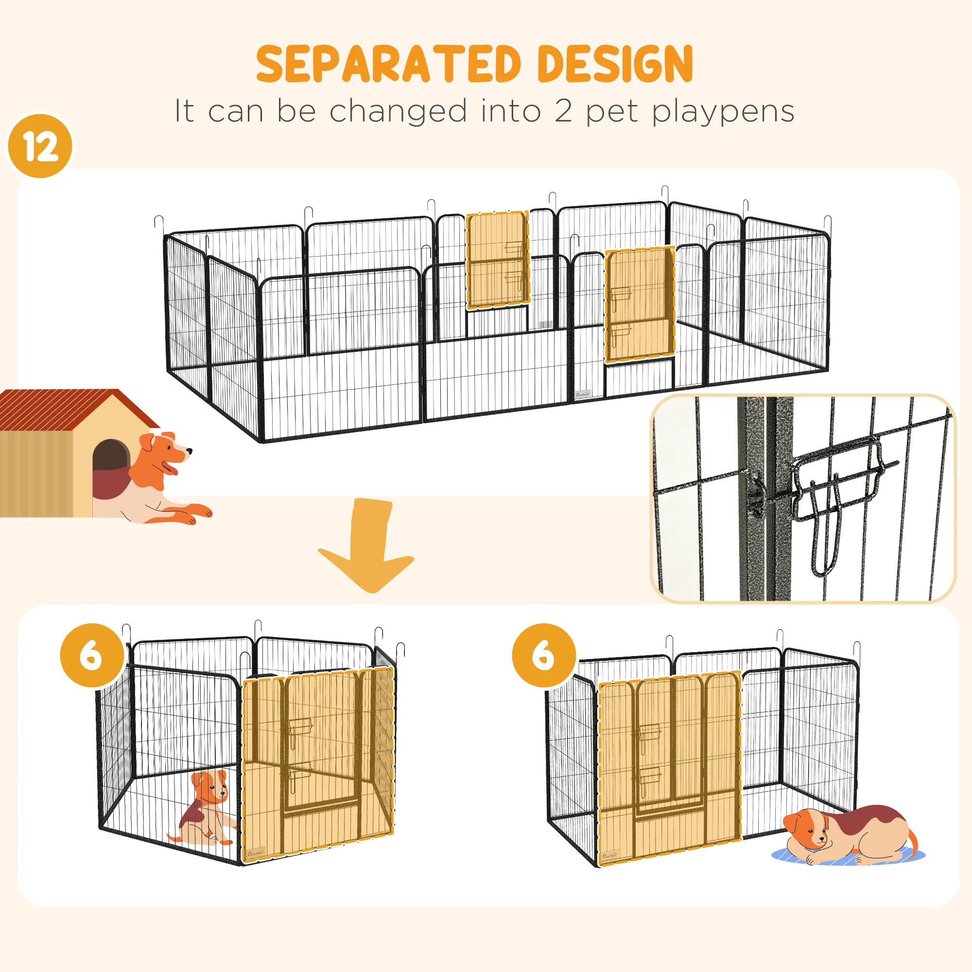 Dog Pen with Gate, 12 Panels Puppy Playpen, Dog Fence, 31.5"H photo 2