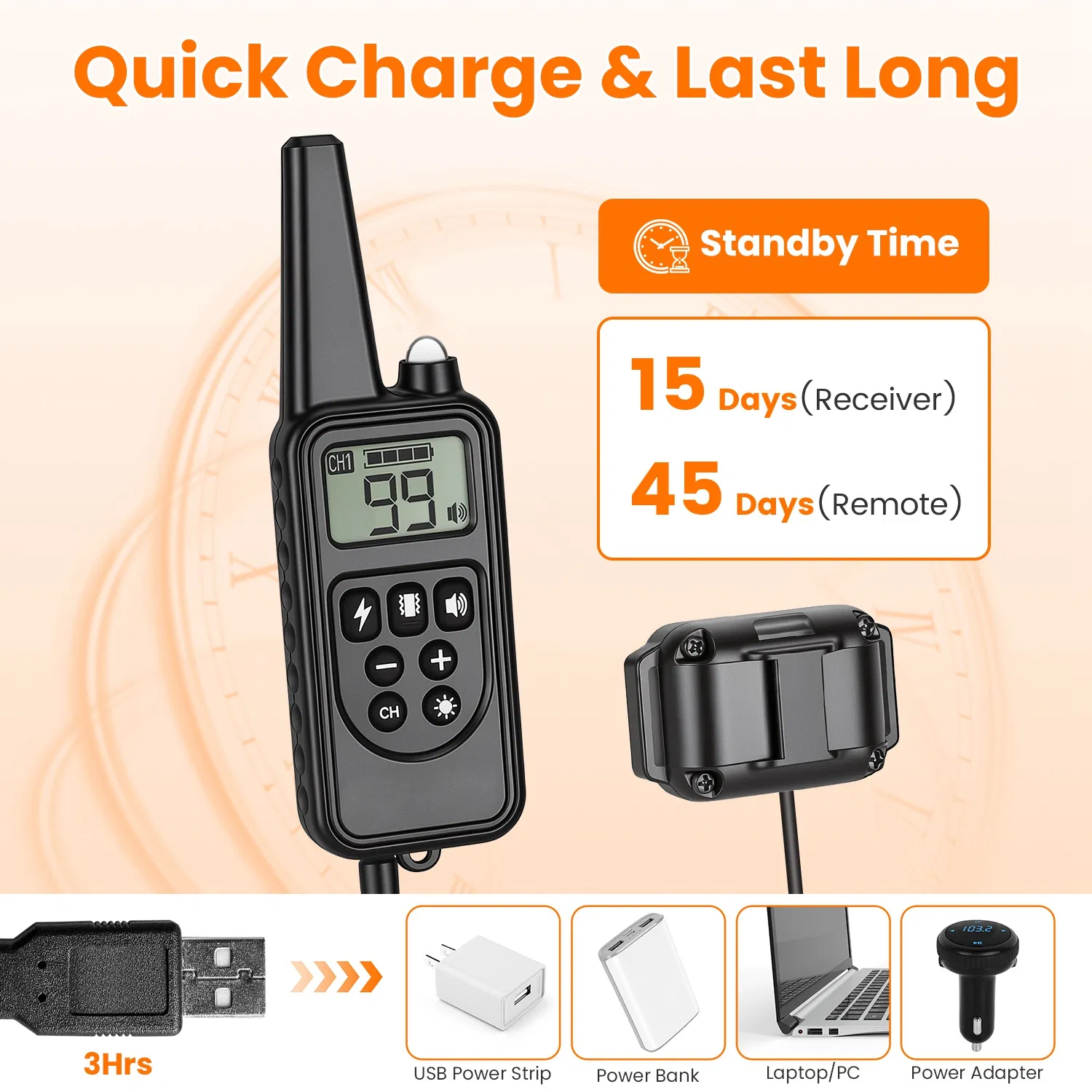Dog Training Collar with Remote Rechargeable Dog Training Collar IP68 Waterproof with 4 Training Modes 3 Channels for Medium and Small Dogs photo 4
