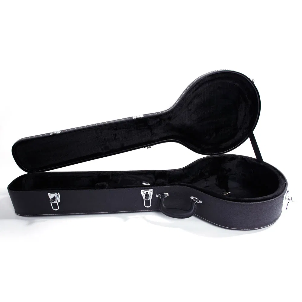 [Replace 48950444]5-String 6-String Microgroove Pattern Leather Wood Banjos Case Black photo 1