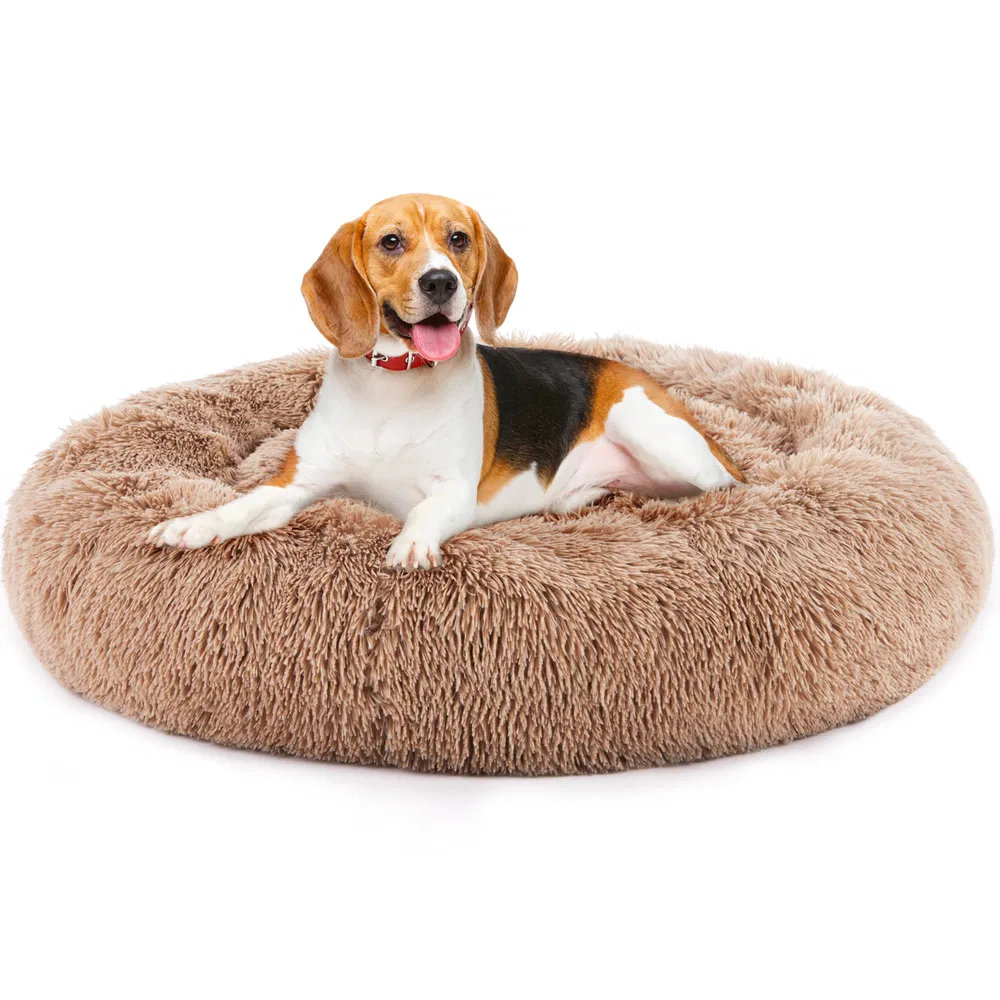 24 Inch Anti-Slip Round Fluffy Plush Faux Fur Cat Bed, Fits up to 25 lbs Pets photo 8