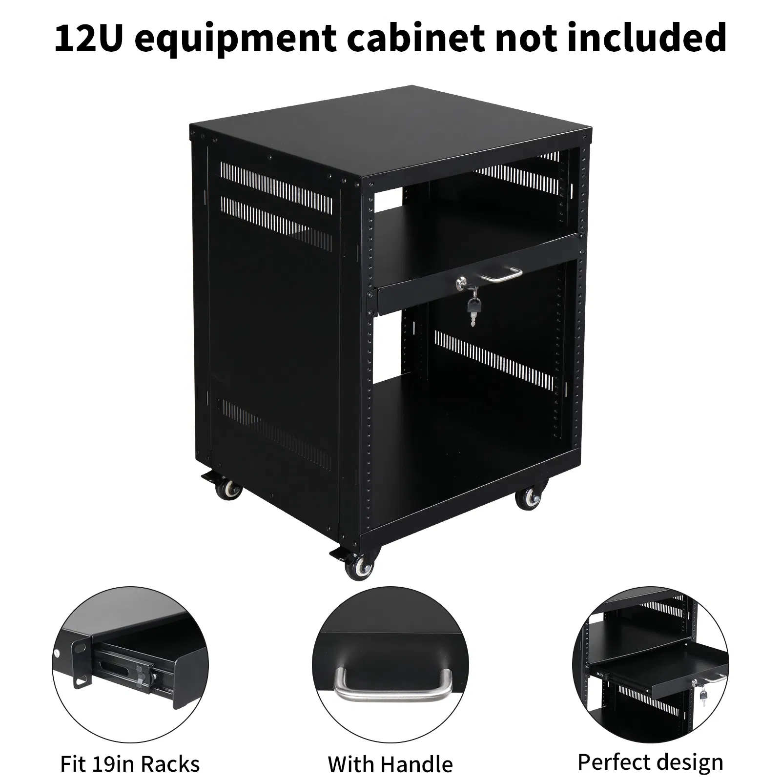 [Do Not Sell on Amazon]19" 1U Steel Plate DJ Drawer Equipment Cabinet with Keys Black photo 7