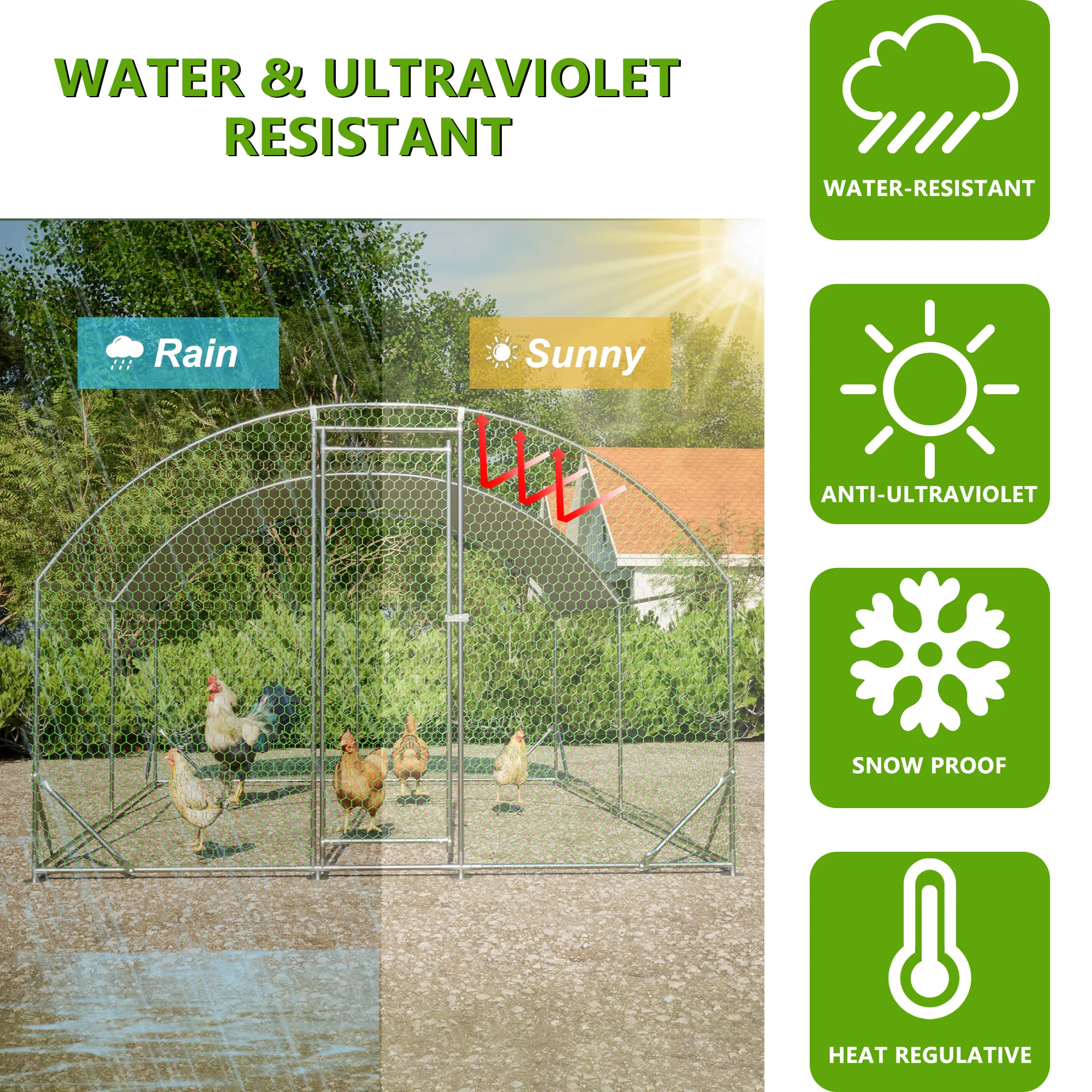 9.84' x 13.12' x 6.56' Large Chicken Coop Metal Chicken Run with Waterproof and Anti-UV Cover photo 3