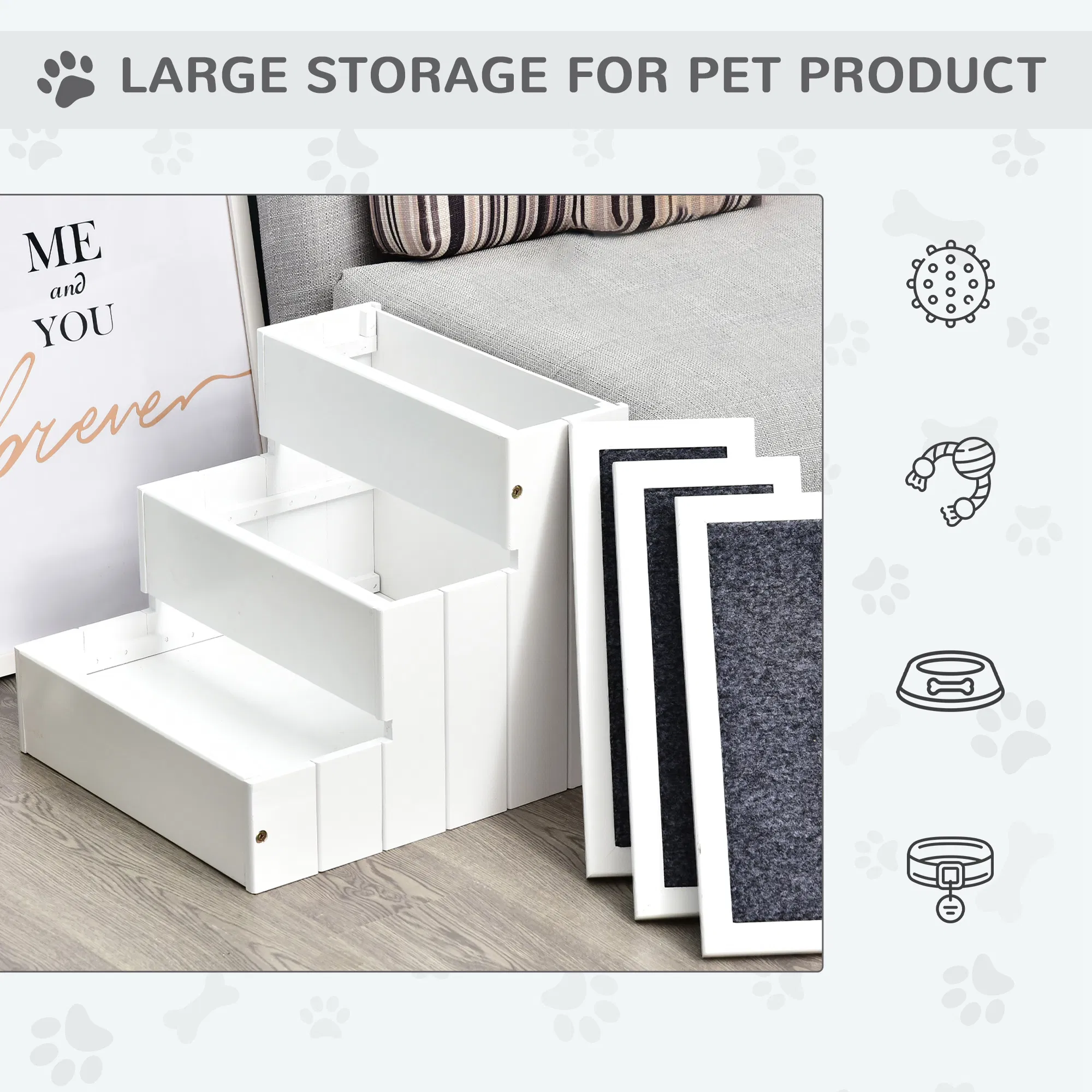 Wooden Carpeted Non Slip Pet Stairs Ramp photo 6