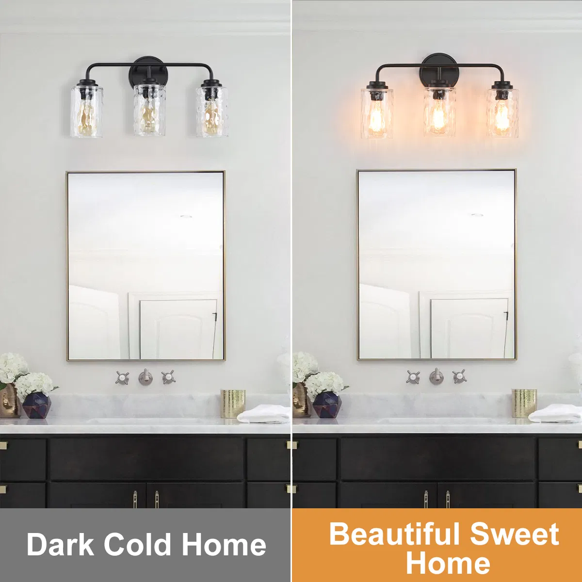 3-Light with Clear Glass Glacier Shade Unique Hand-make Lampshade Industrial Indoor Light Fixtur E26 Socket [No Bulb][Unable ship weekends, TK/TEMU only for pickup] photo 6