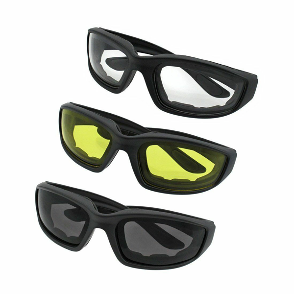 3 pairs Motorcycle Sports Biker Riding Glasses Wind Resistant Eye Protection Women Men Sports Goggles Cycling Glasses Sunglasses Gray/Clear/Yellow photo 6
