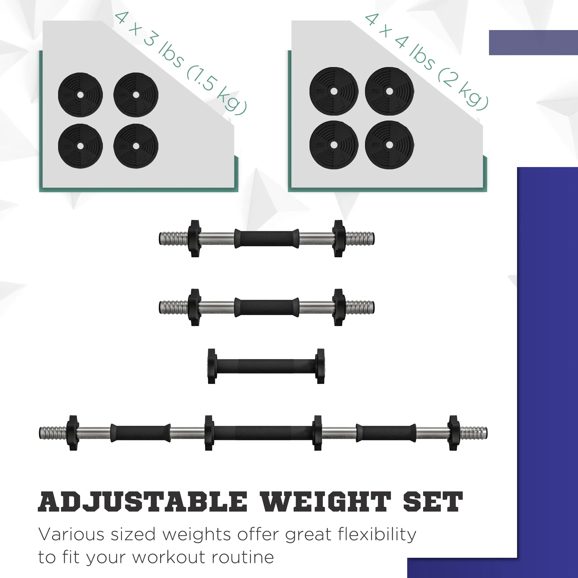 33LBS 2-in-1 Adjustable Barbell & Dumbbells Set, Weights Set with Non-slip Handles for Men and Women Home Gym Training photo 6