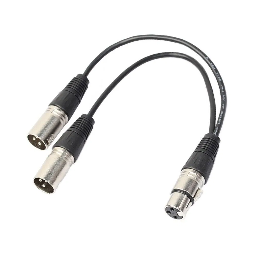 3Pin XLR Female Jack To Dual 2 Male Plug Y Splitter Cable Adapter Microphone USA photo 3