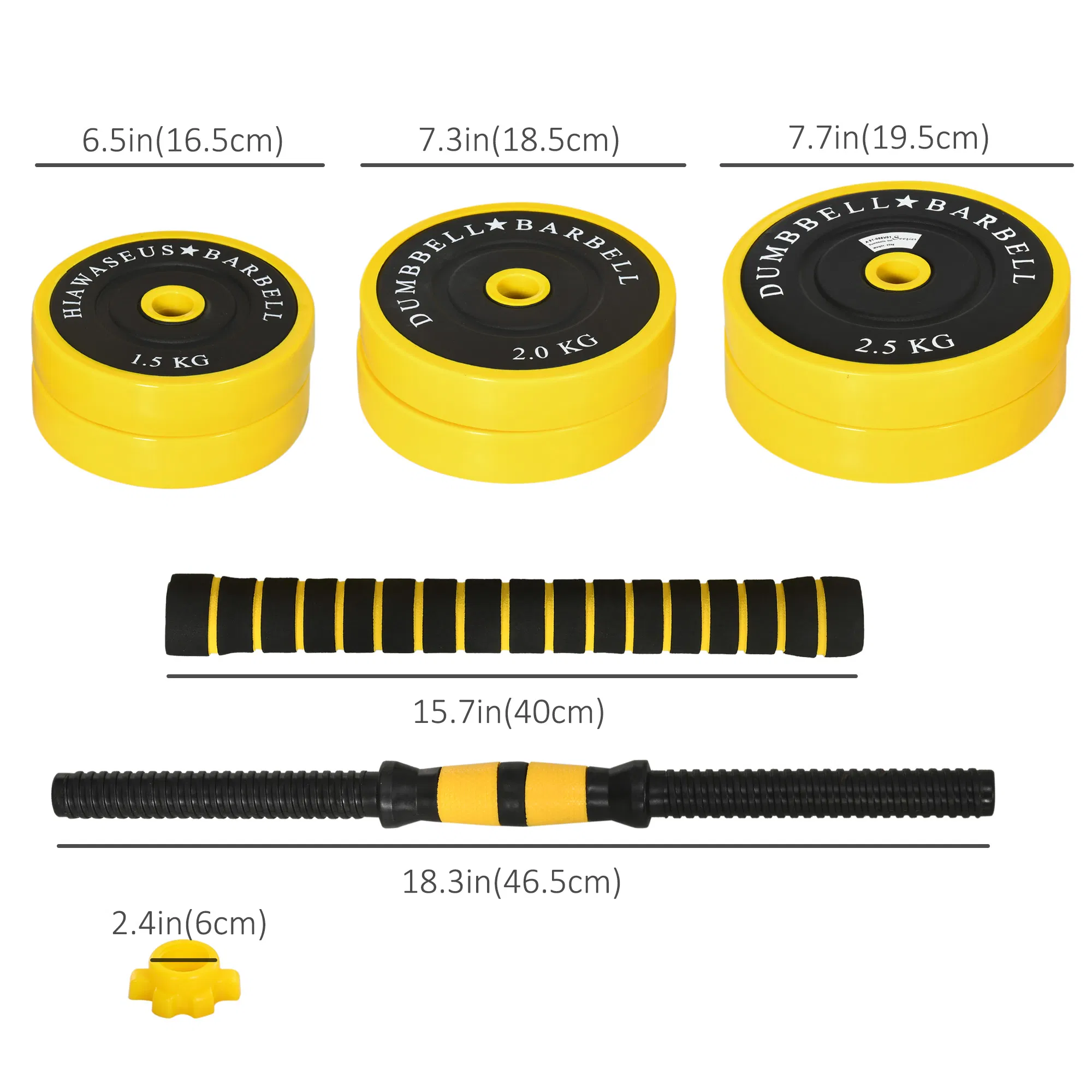 Dumbbell & Barbell Adjustable Set 55lbs Plate Bar Clamp Rod for Strength Training, Full Body Workout, Muscle Building Home Gym Sports Area Exercise Ergonomic photo 2