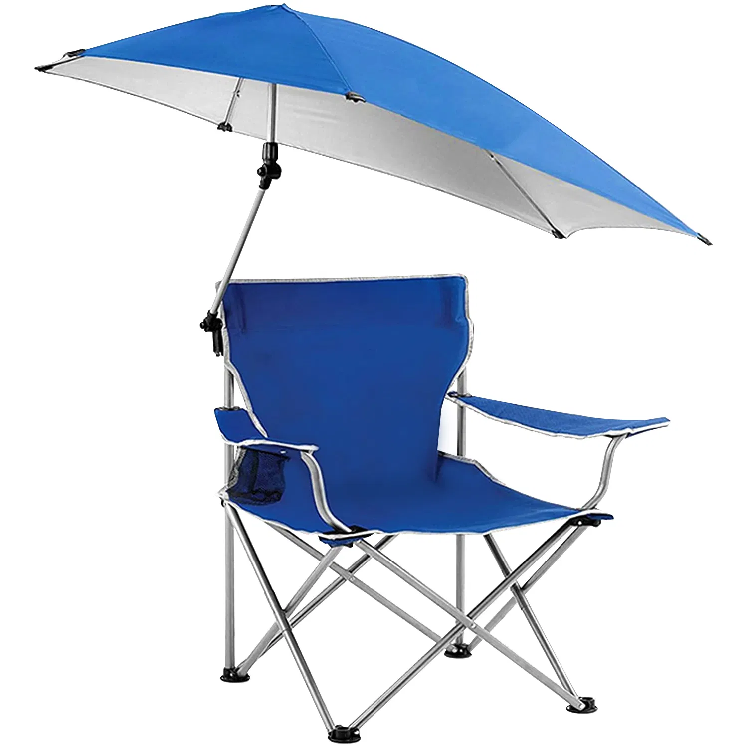 Foldable Beach Chair with Detachable Umbrella Armrest Adjustable Canopy Stool with Cup Holder Carry Bag for Camping Poolside Travel Picnic Lawn Chair photo 1