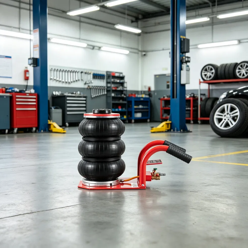 3 Ton/6600 lbs Triple Bag Air Jack with Six Steel Pipes, 17.7" Fast Lifting Pneumatic Jack with Side Handles, 3-5s Lift, Red, for Car & Garage Repair photo 7