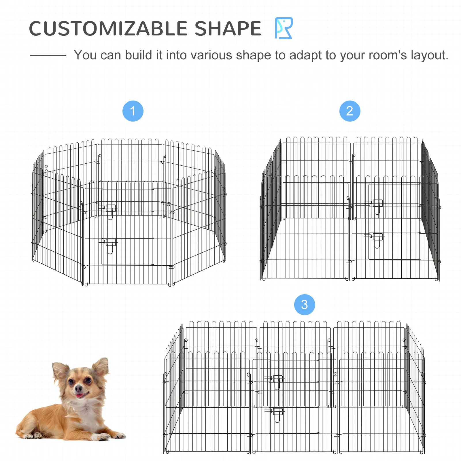 30inch 8-Panel Octagon Pet Exercise Playpen Crate Foldable Dog Cage Pen Puppy Kennel, Black photo 2