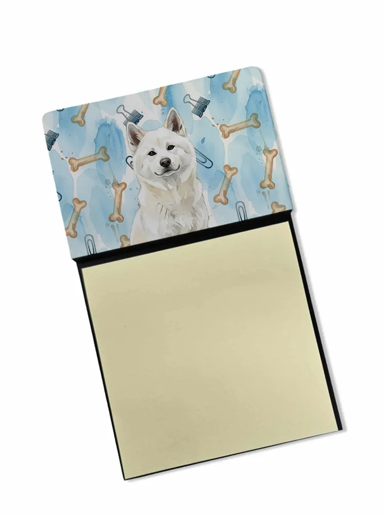 White Akita Coworker Watercolor Sticky Note Holder Refillable Dispenser Desk Accessory 3x3 Pad Gift photo 8