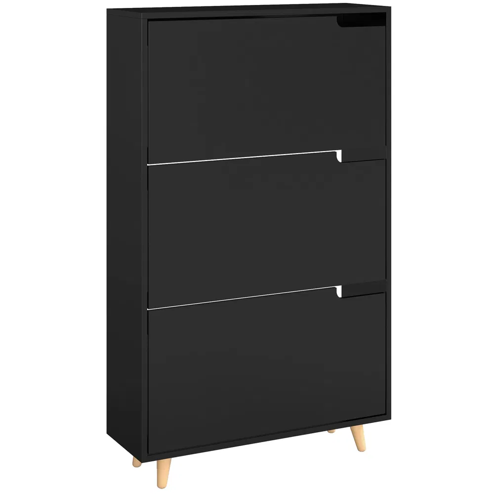 Slim Shoe Storage Cabinet with 3 Flip Drawers and Adjustable Shelves, Shoe Cabinet for 18-24 Pairs, Black photo 7