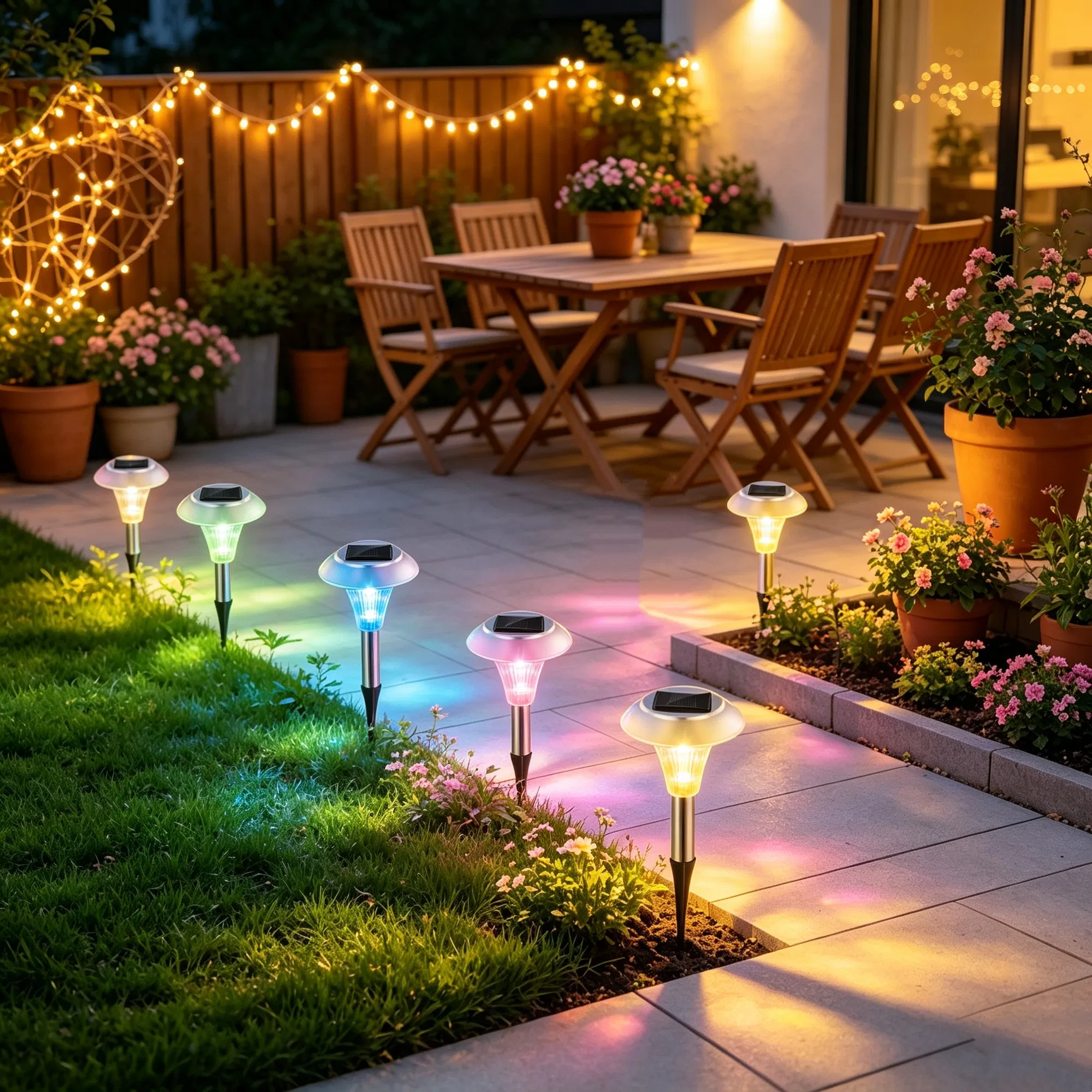 4 Packs Outdoor Solar Garden Pathway Lights, Color Changing LED Landscape Lighting, IP44 Weather-Resistant Stainless-Steel , PC Lights for Backyard Walkway photo 8