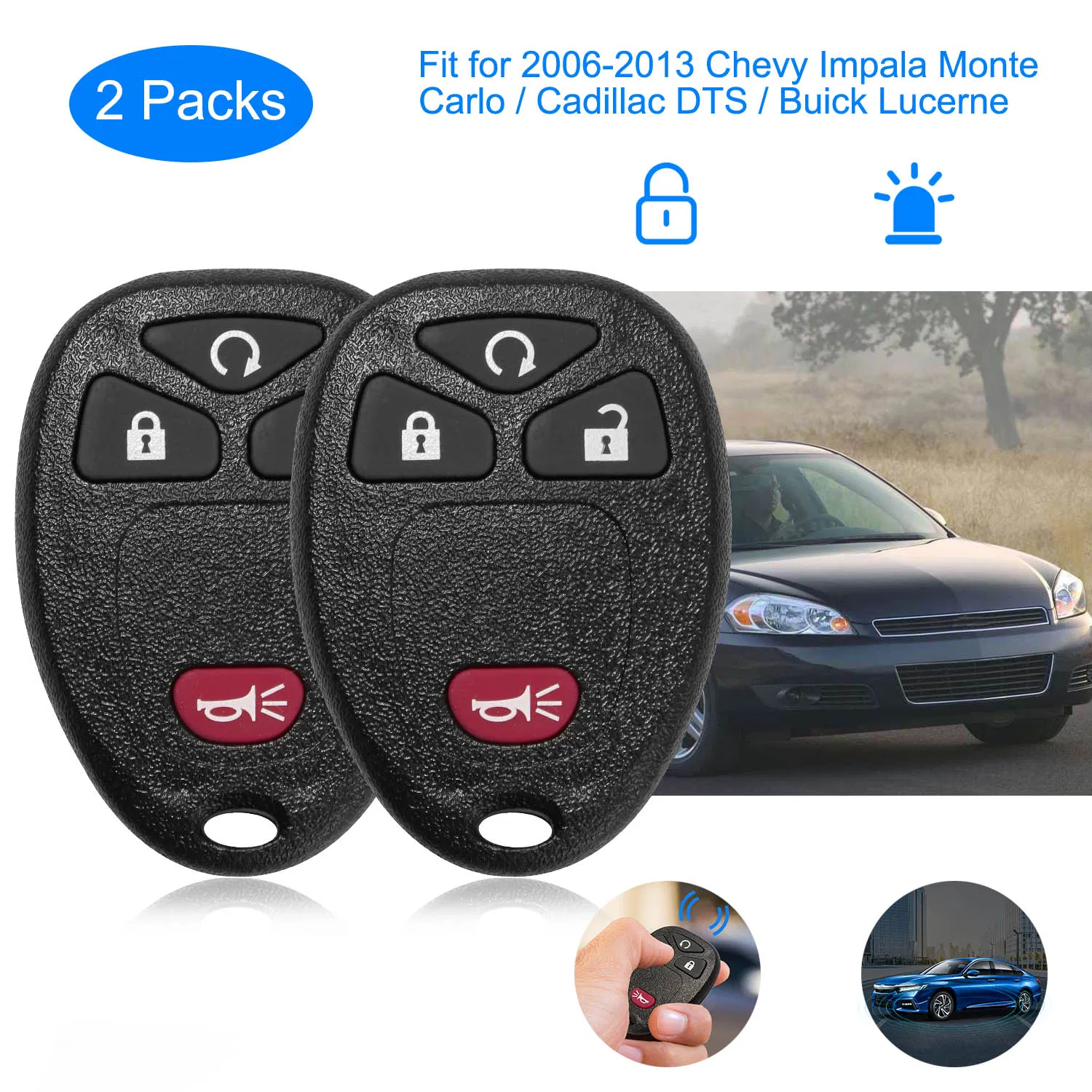 2 Keyless Entry Car Key Remote Key Fob Case Button Pad Replacement for OUC60270 photo 1