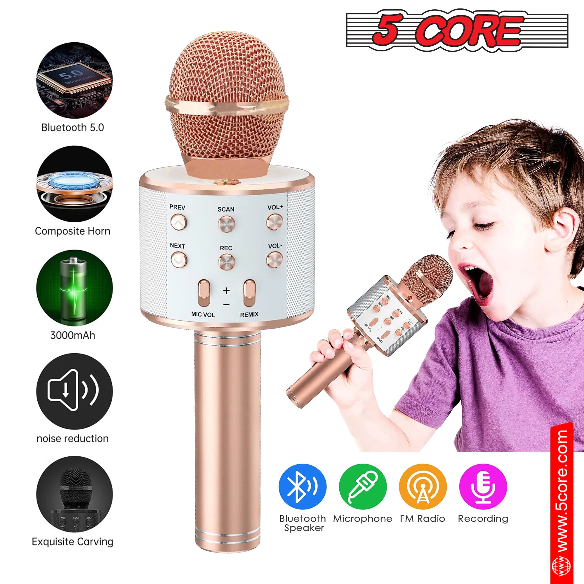 5 Core Microphone Wireless Karaoke Mic With Speaker 3 in 1 Portable Bluetooth Microfono Inalambrico photo 5