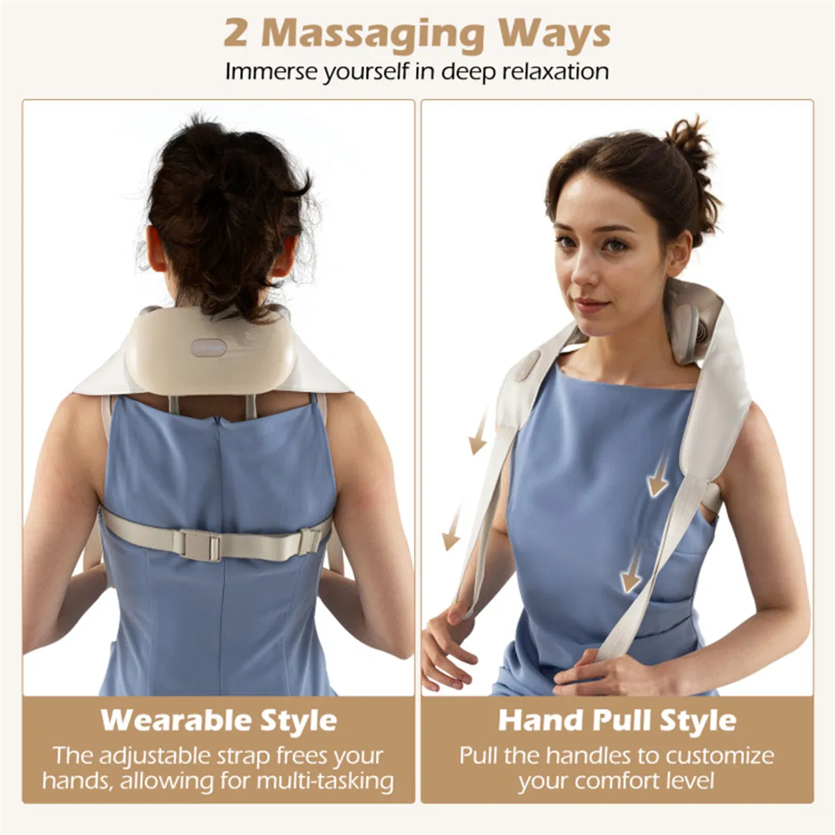 Neck Shoulder Massager - 4D Deep Tissue Kneading, 2 Modes & 2-Level Heat (104-113°F), Hands-Free Straps for Home/Office/Travel photo 8